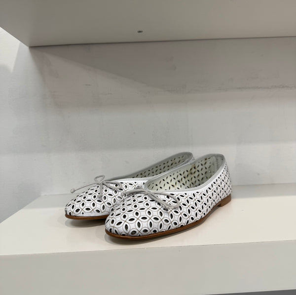 Valencia White Laser Cut Ballet Flat