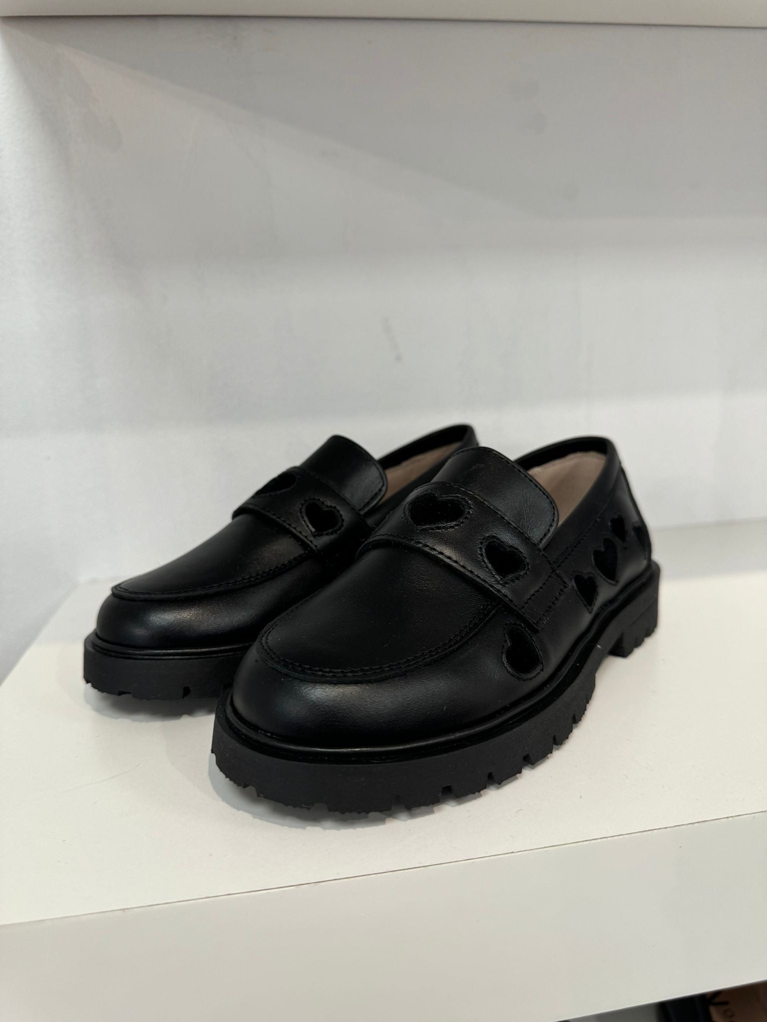 Don Louis Black Velvet Heart Chunky Loafer