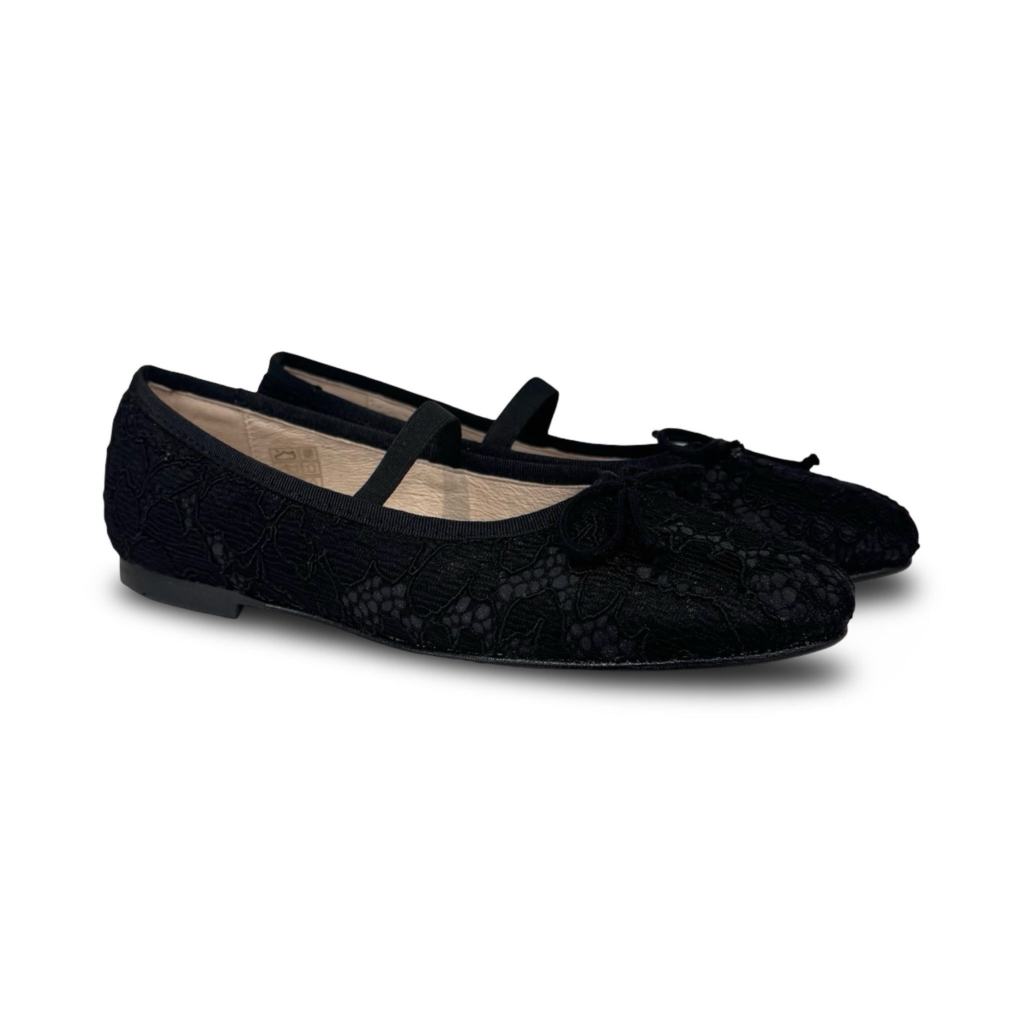 Valencia Black Lace Elastic Ballet Flat