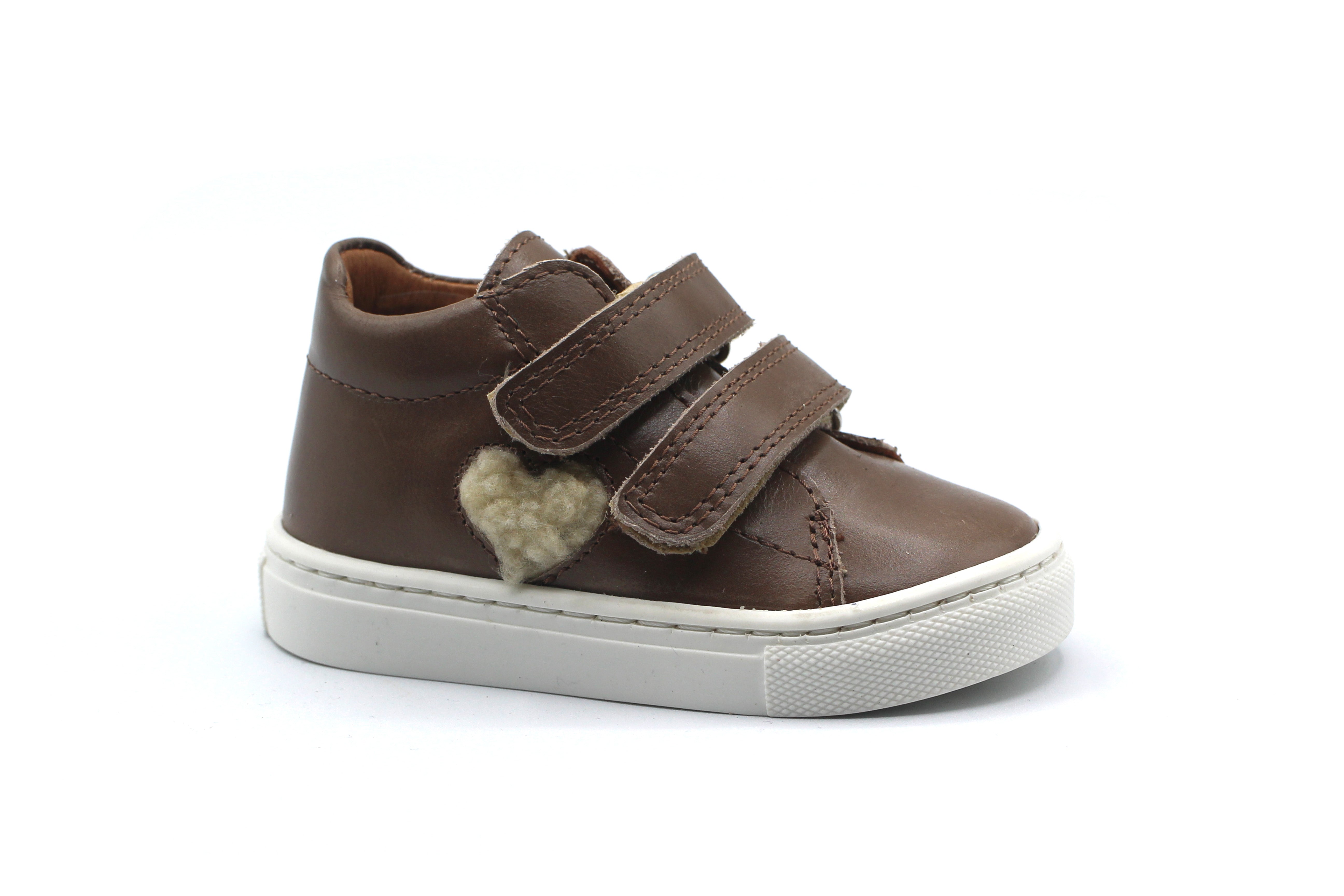 Atlanta Baby Taupe Sherpa Heart Velvet Sneaker