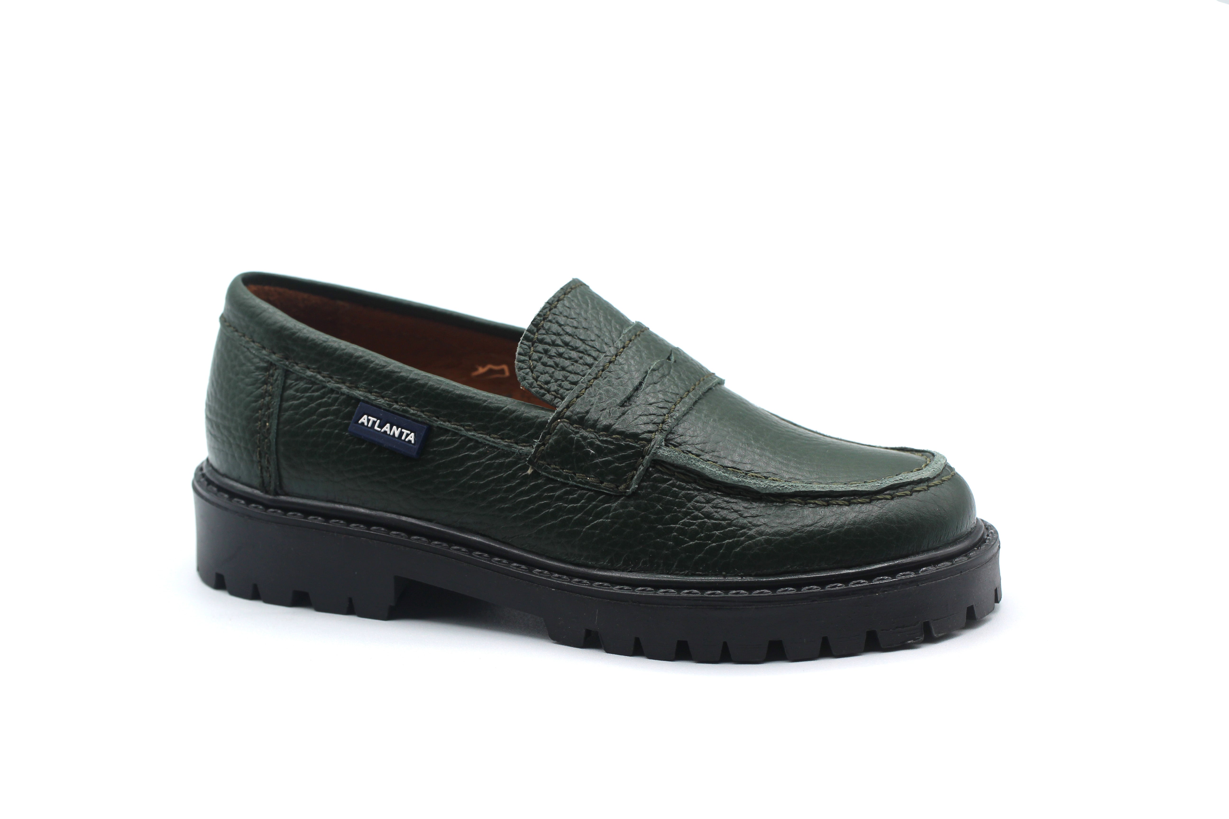 Atlanta Hunter Green Pebbled College Loafer