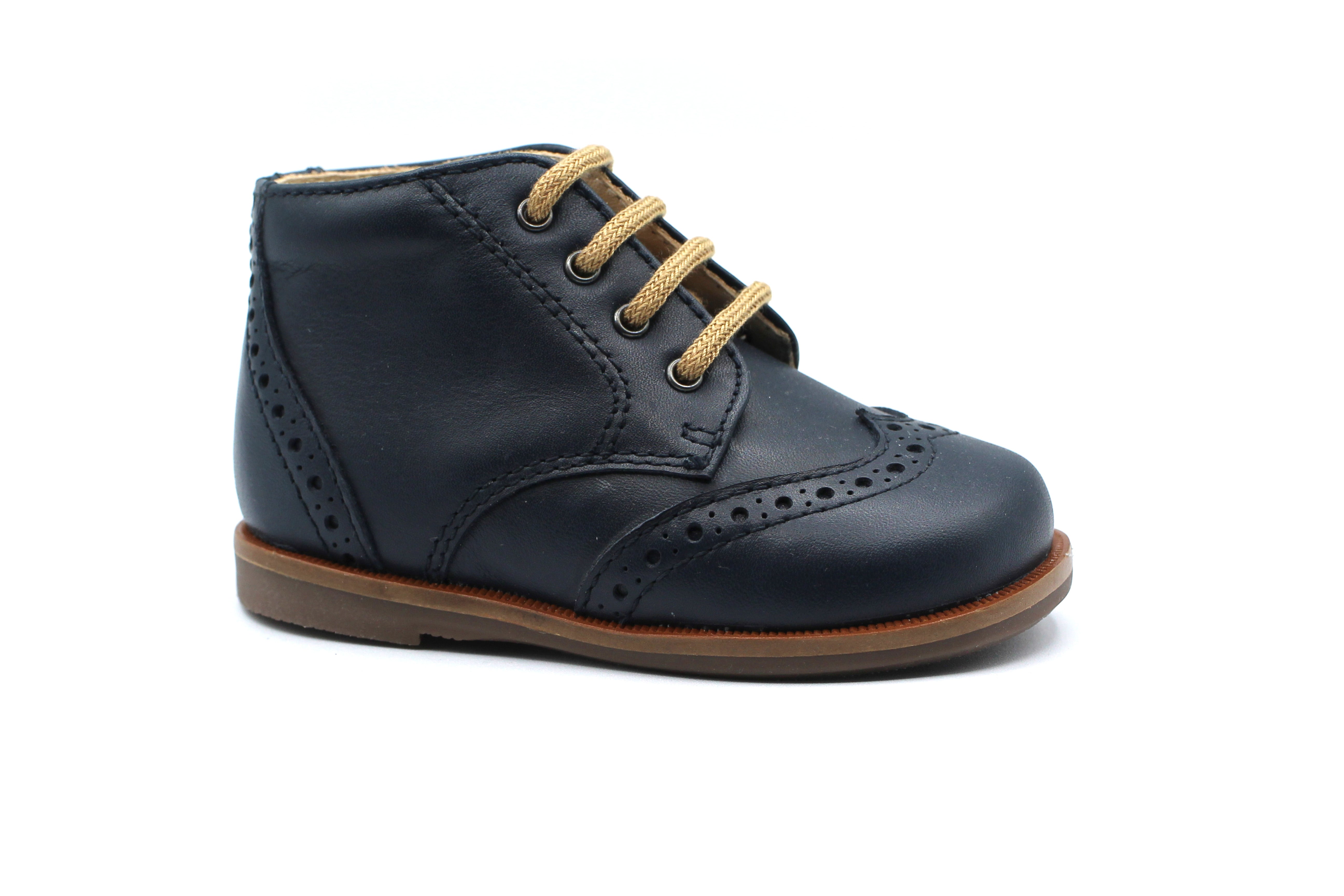 Beberlis Navy Lace-up Wingtip Baby Bootie