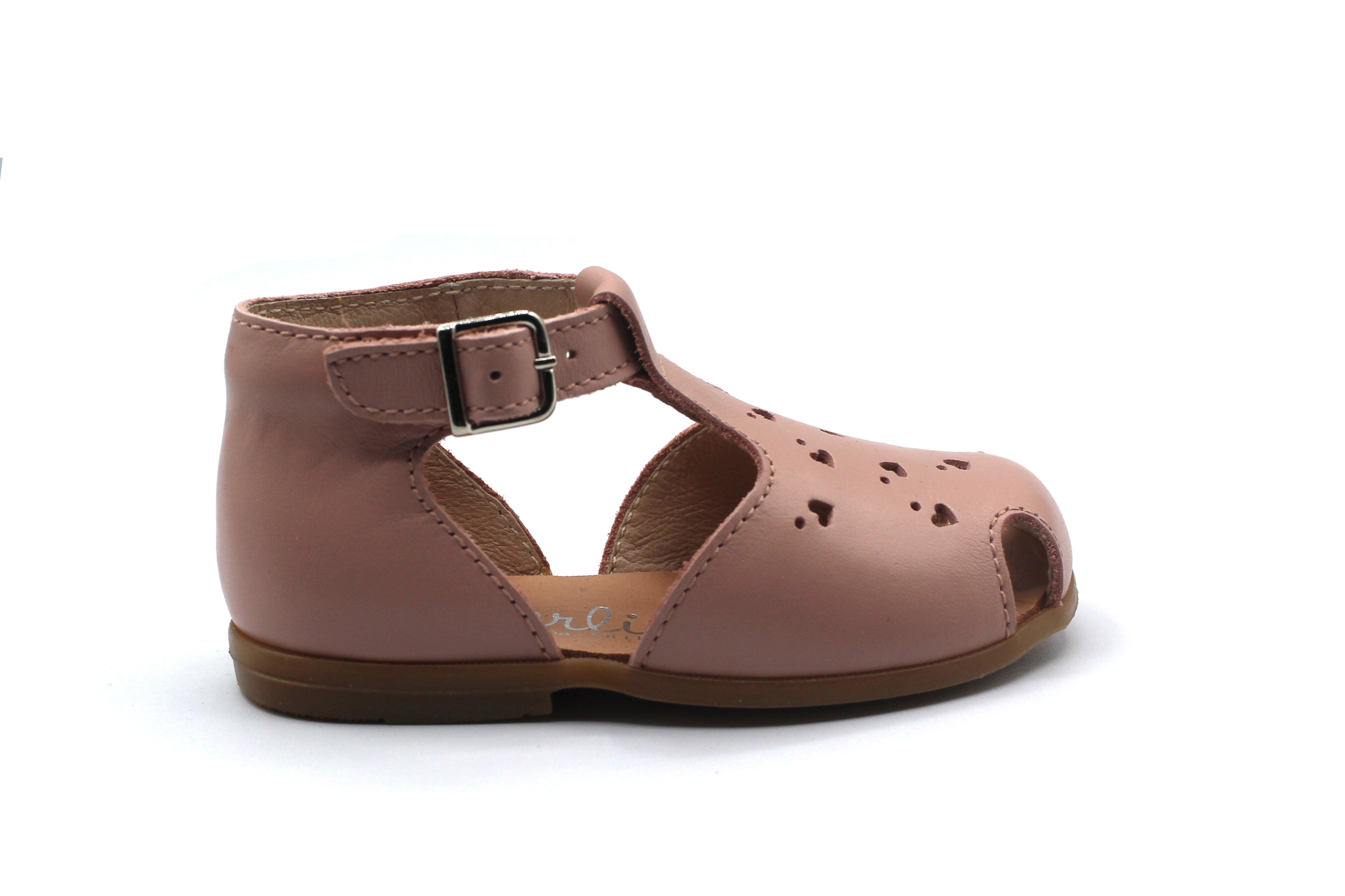 Beberlis Pink Baby T-Strap Heart Sandal