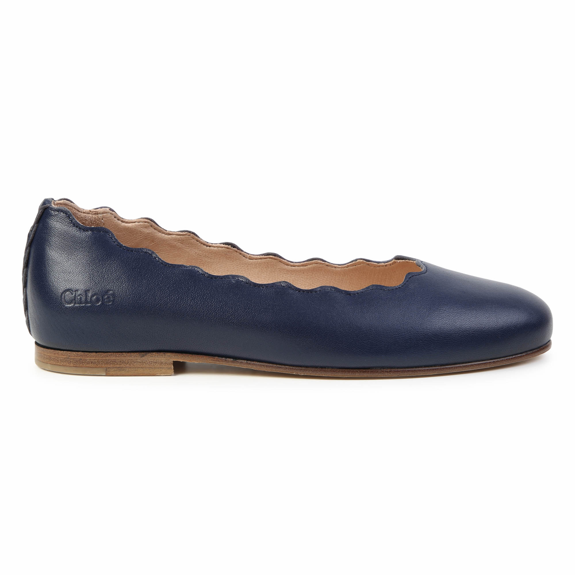 Chloe Navy Scallop Flat