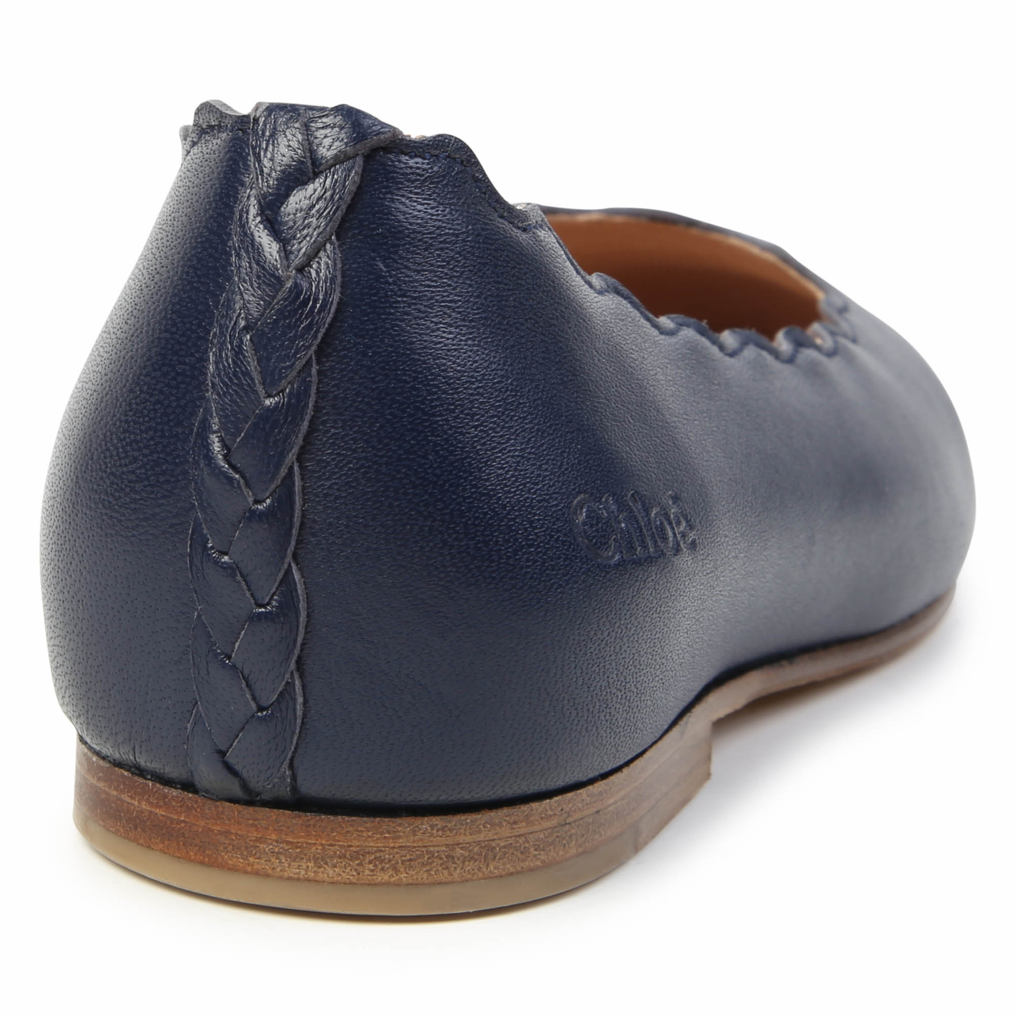 Chloe Navy Scallop Flat