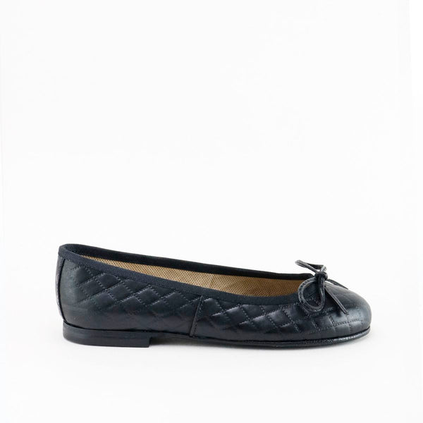 Papanatas Quilted Black Ballet Flat