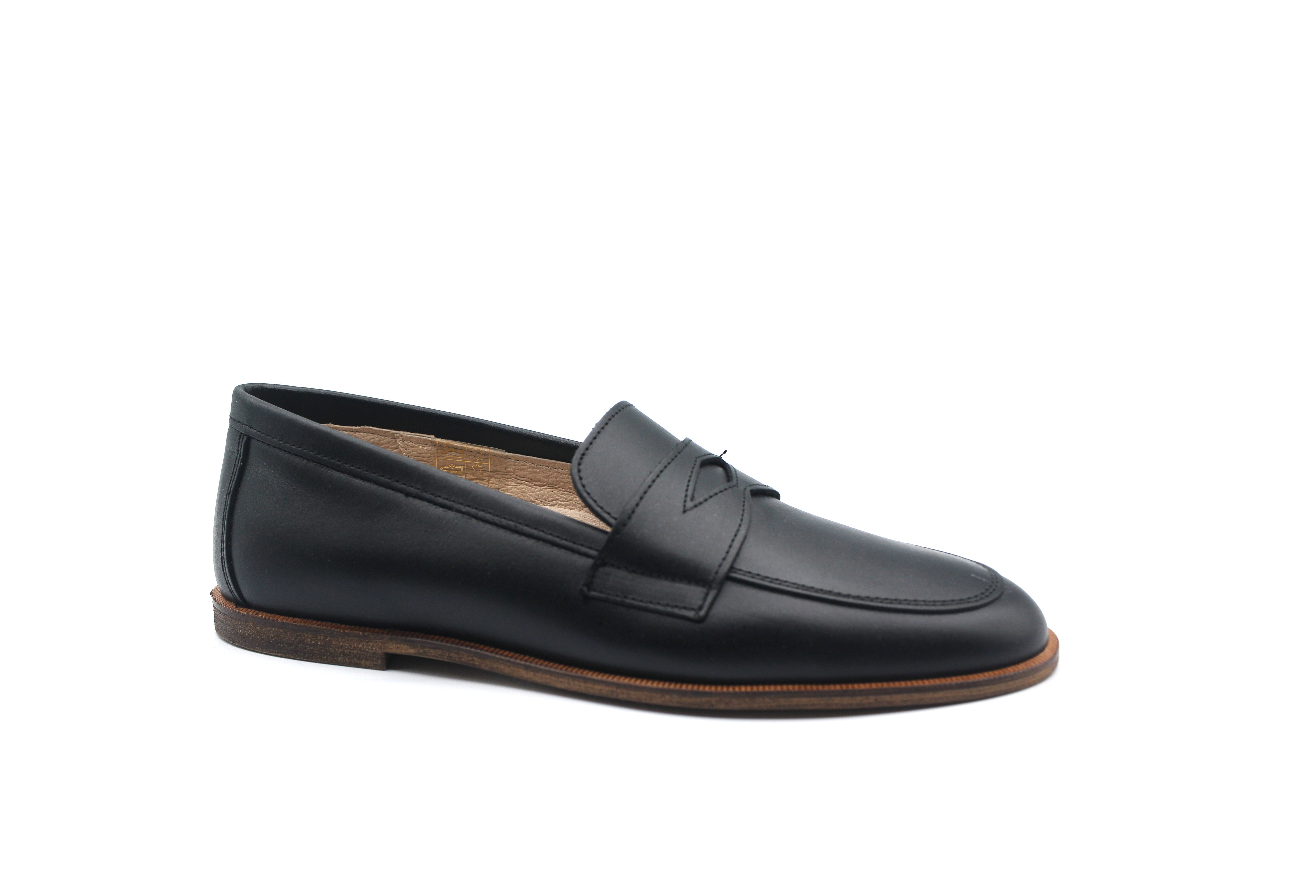 Don Louis Black Leather Penny Loafer