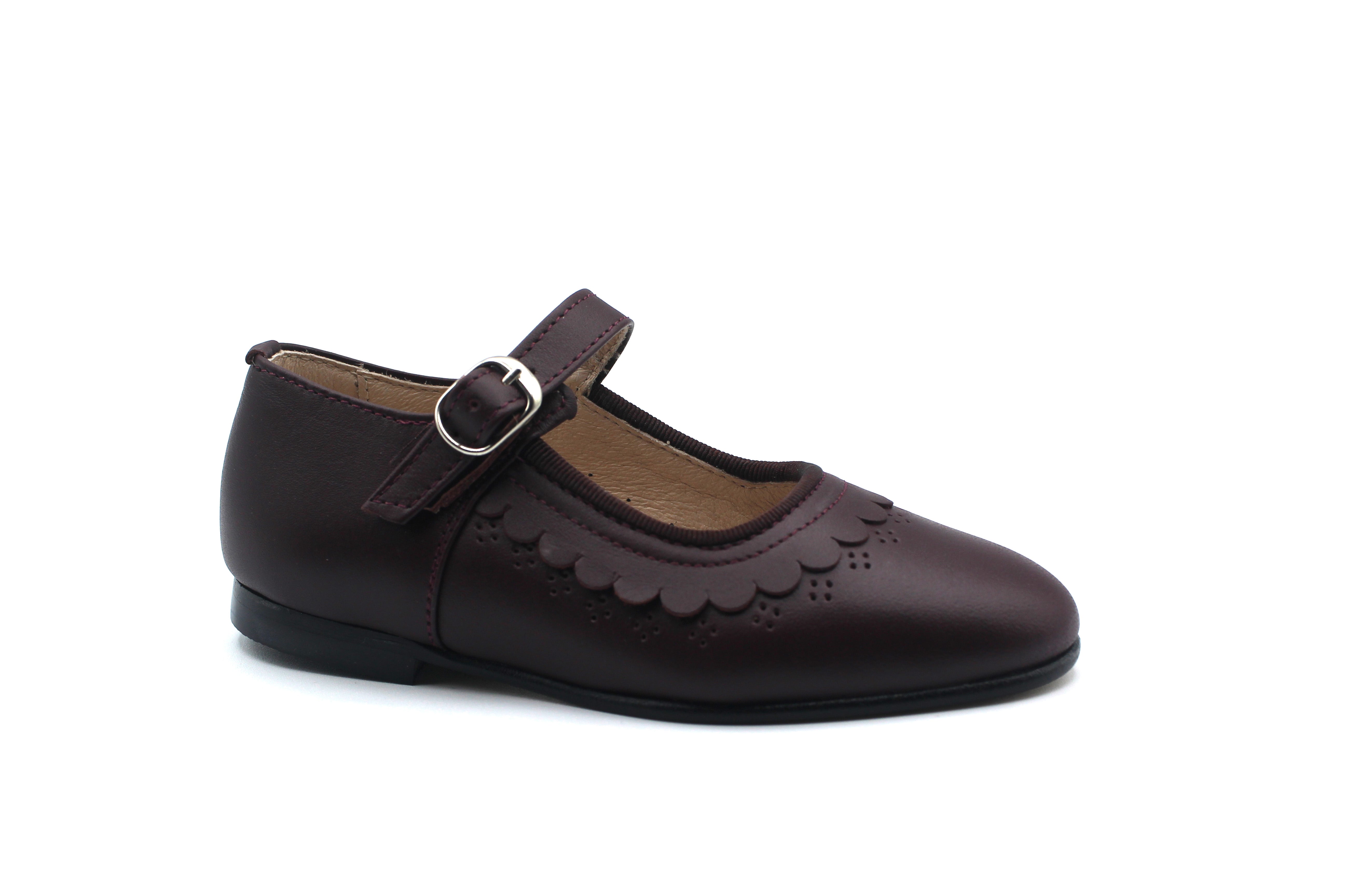 Don Louis Burgundy Scalloped Mary Jane