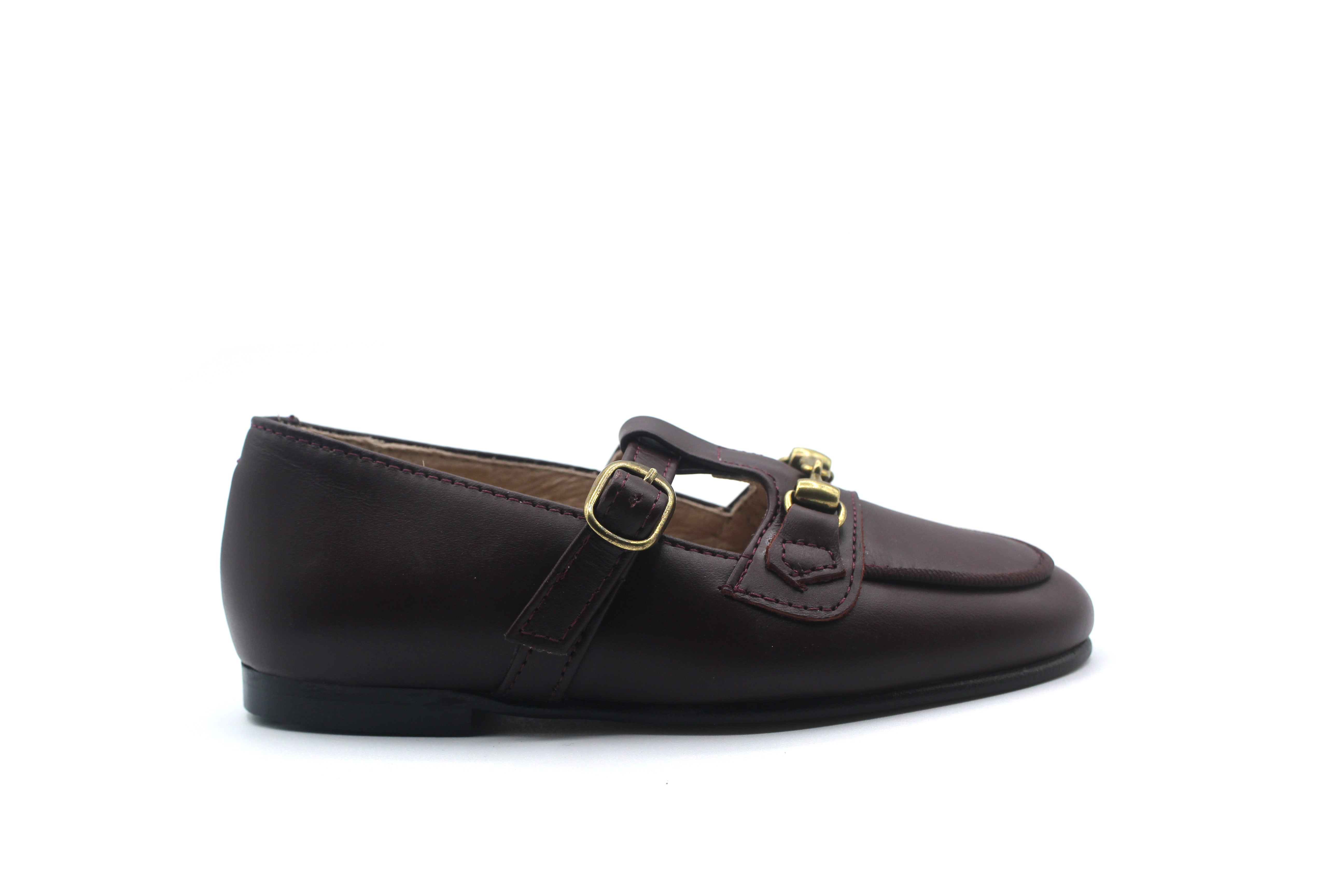 Don Louis Burgundy Buckle T-strap