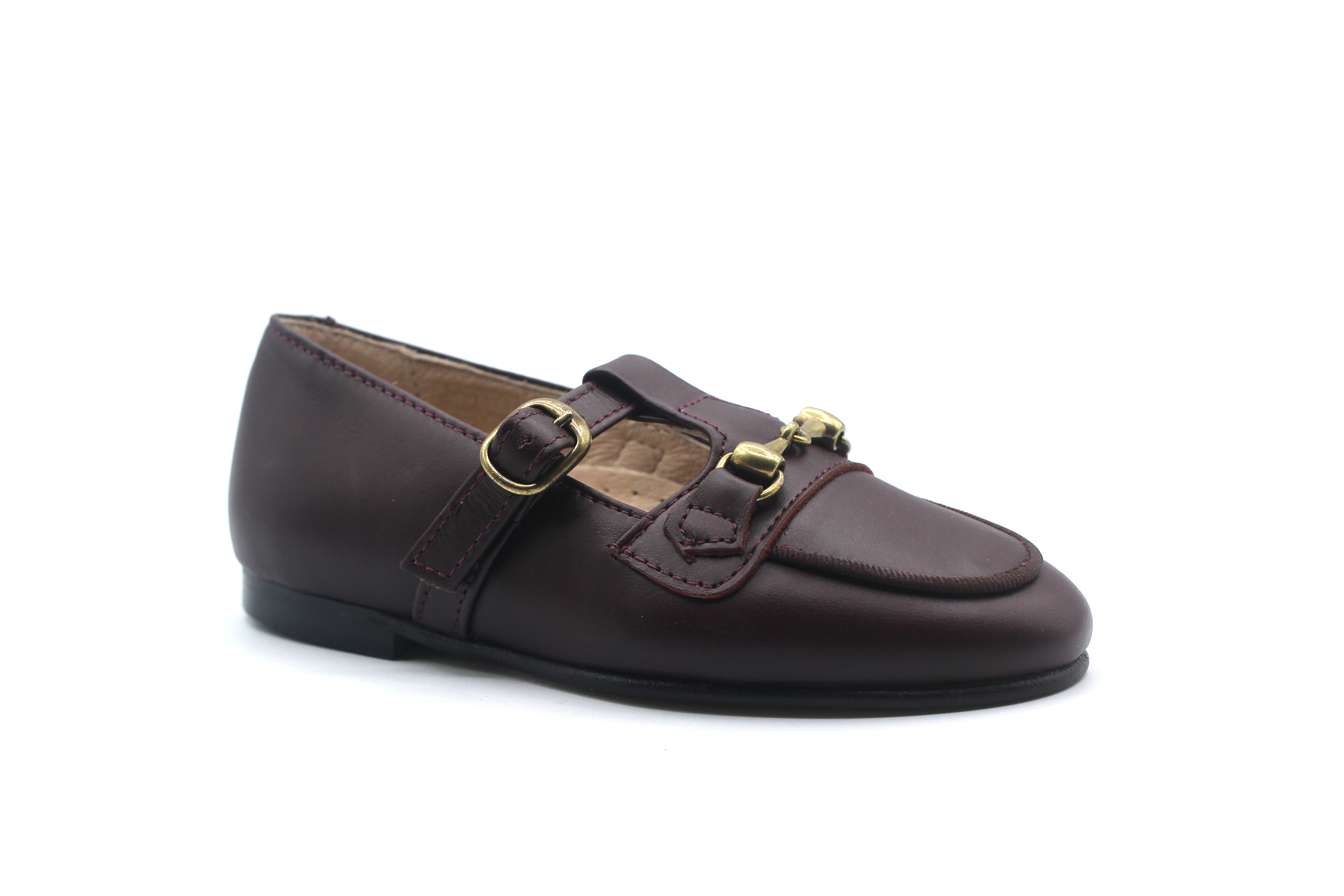 Don Louis Burgundy Buckle T-strap