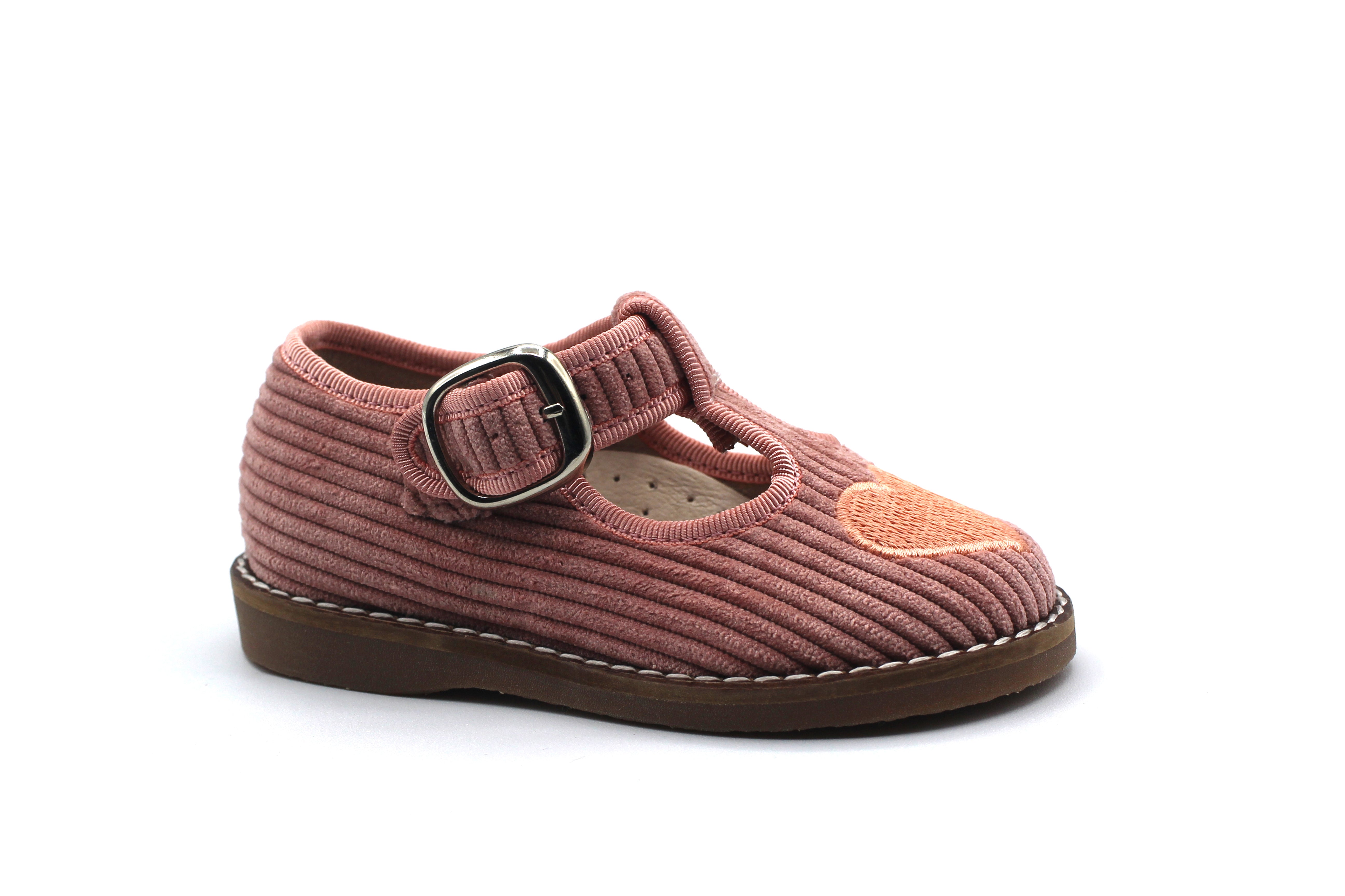 Don Louis Pink Heart Corduroy T Bar