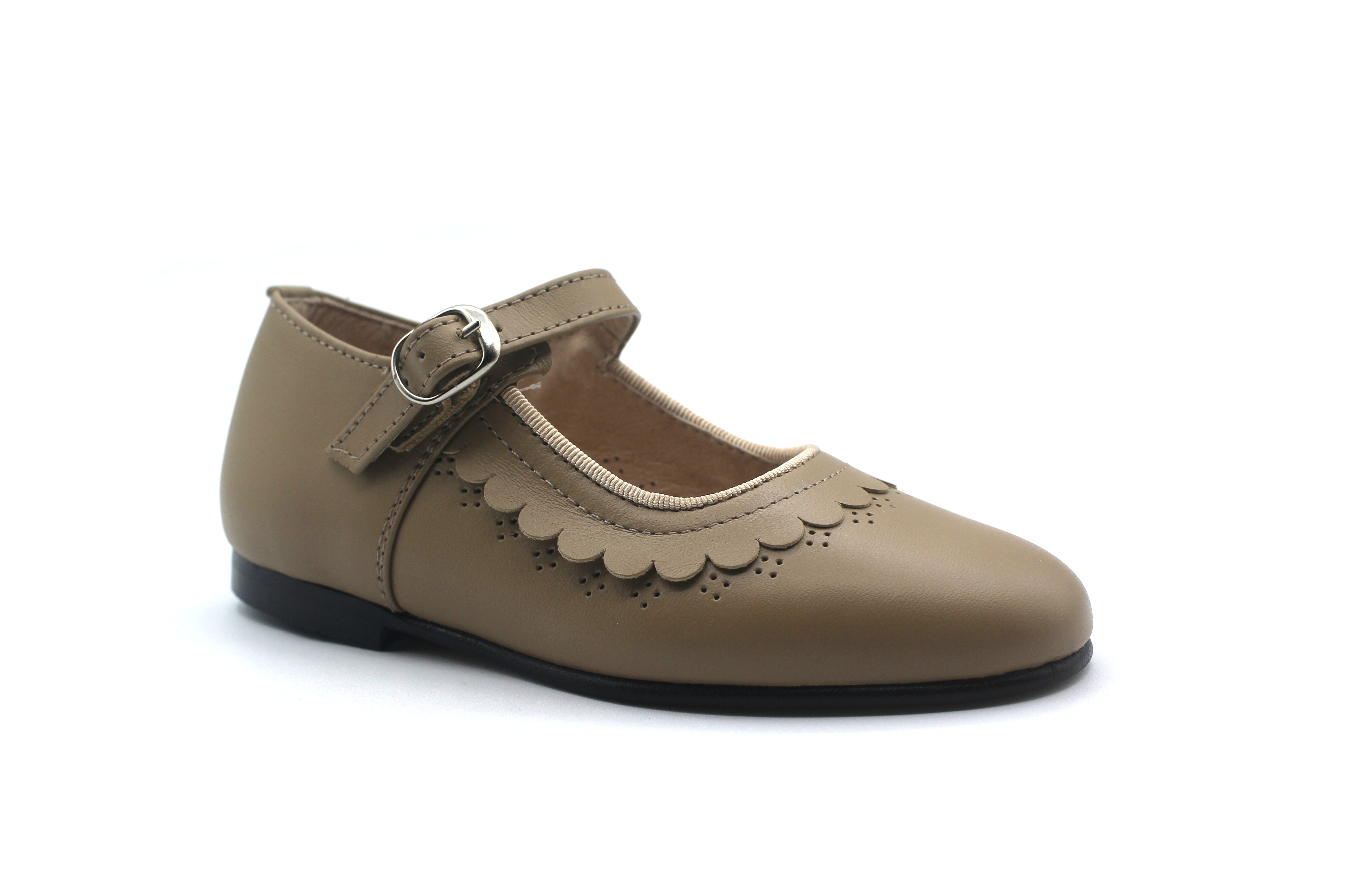 Don Louis Taupe Scalloped Mary Jane