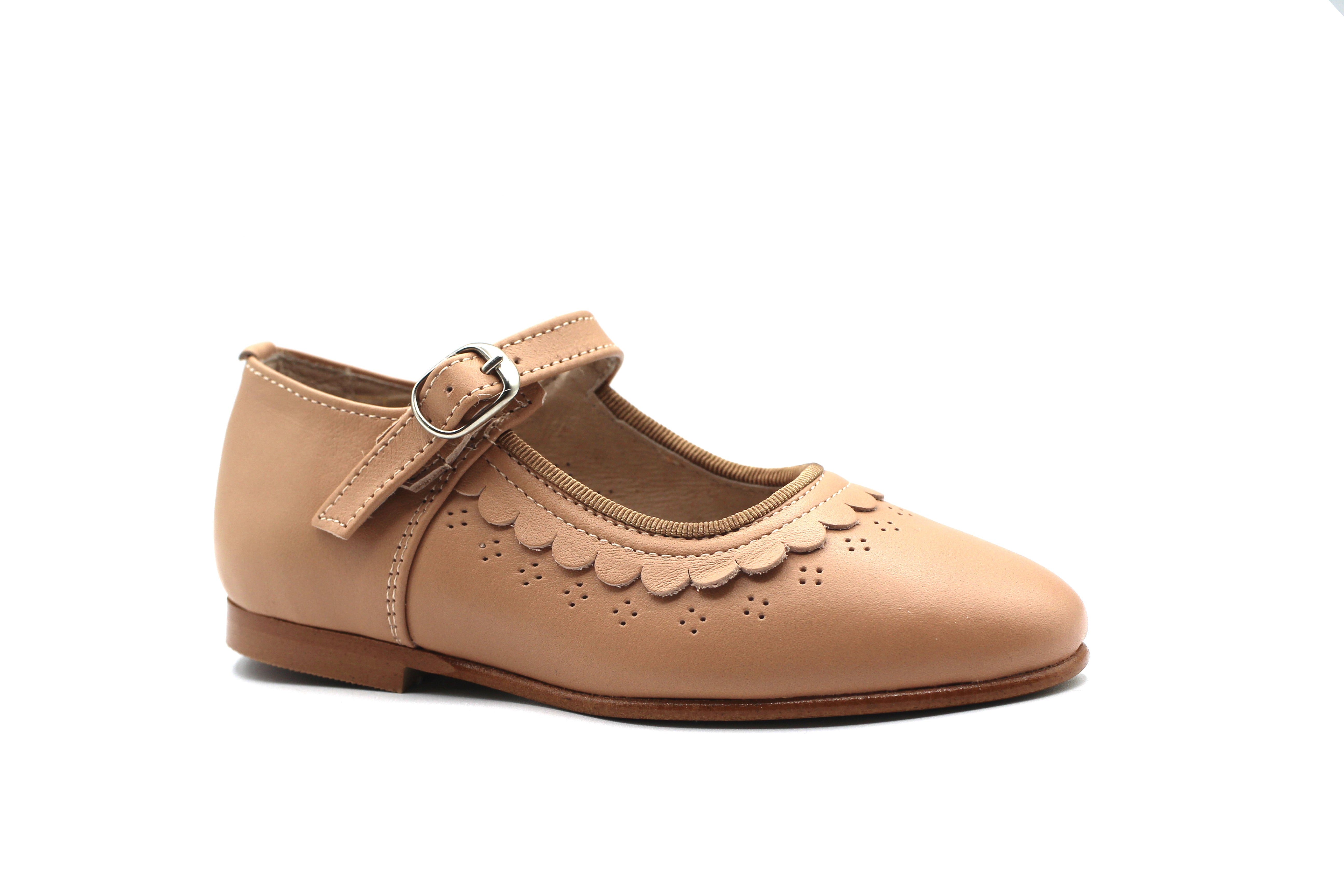 Don Louis Nude Scallop Trim Mary Jane