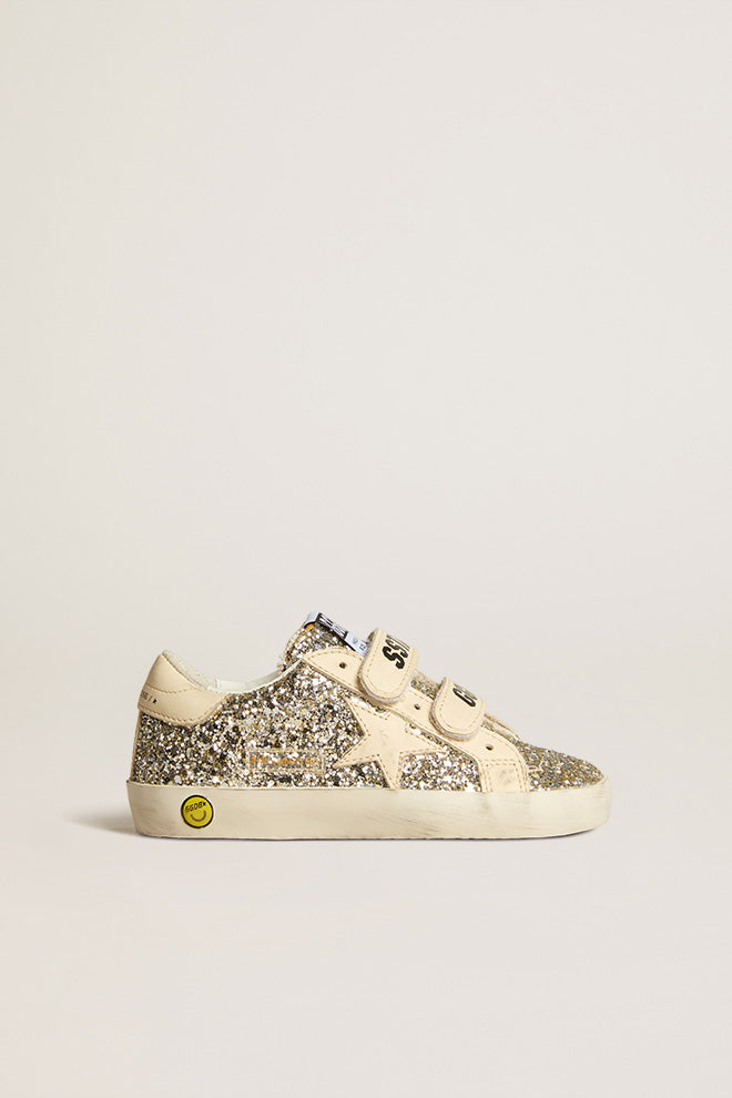 Golden Goose Glitter Platinum Velcro Sneaker