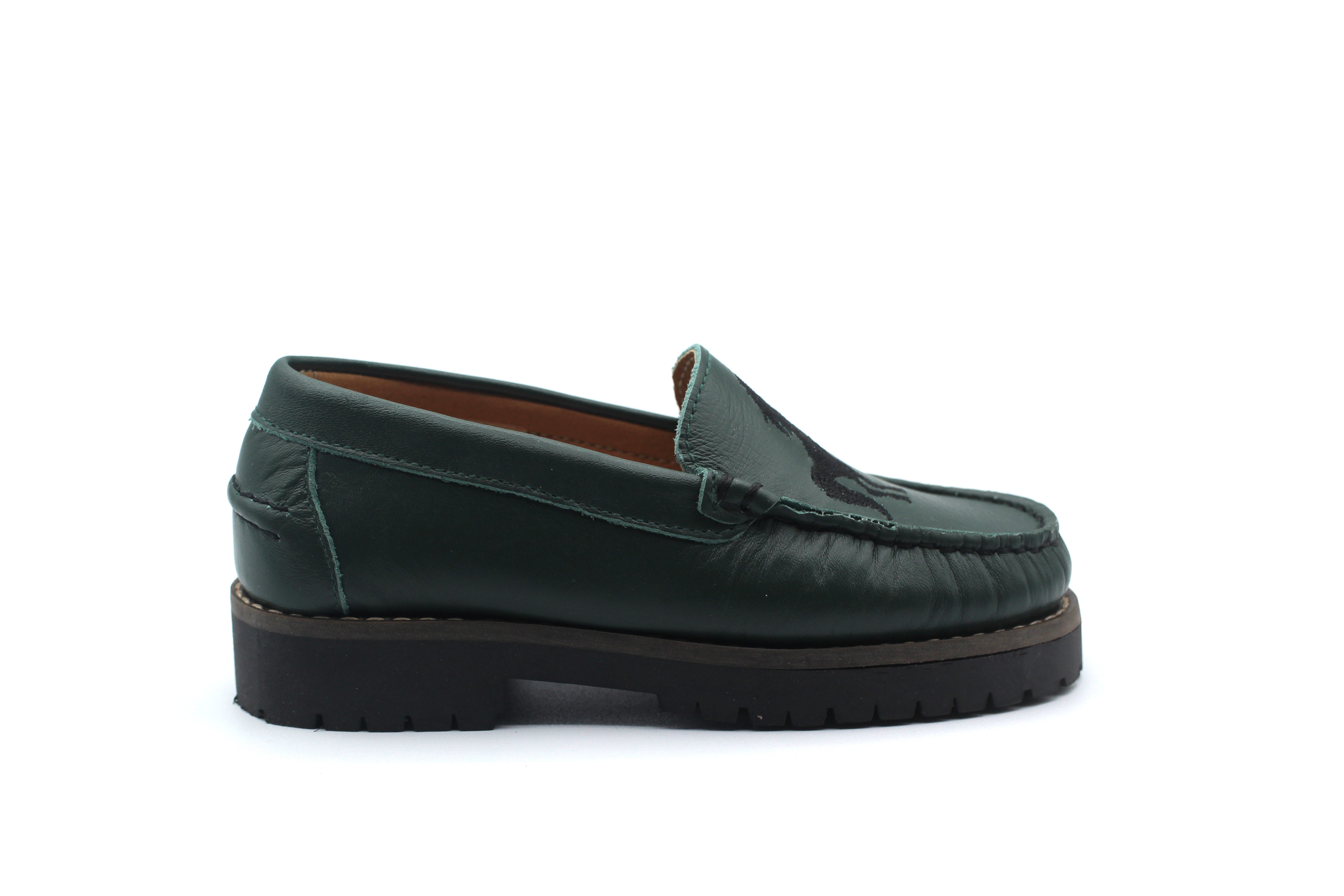 LMDI Forest Green Horse Chunky Loafer