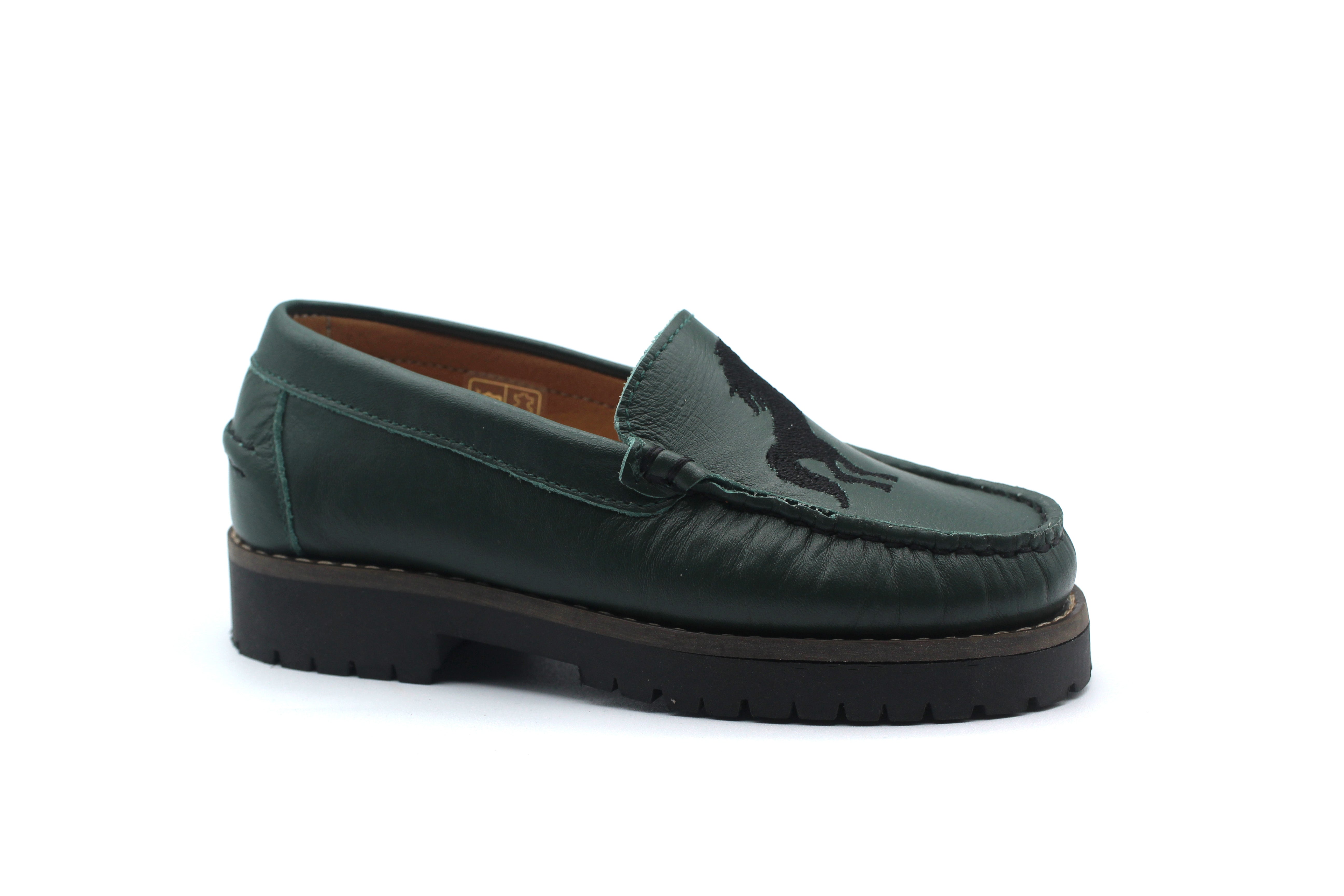 LMDI Forest Green Horse Chunky Loafer