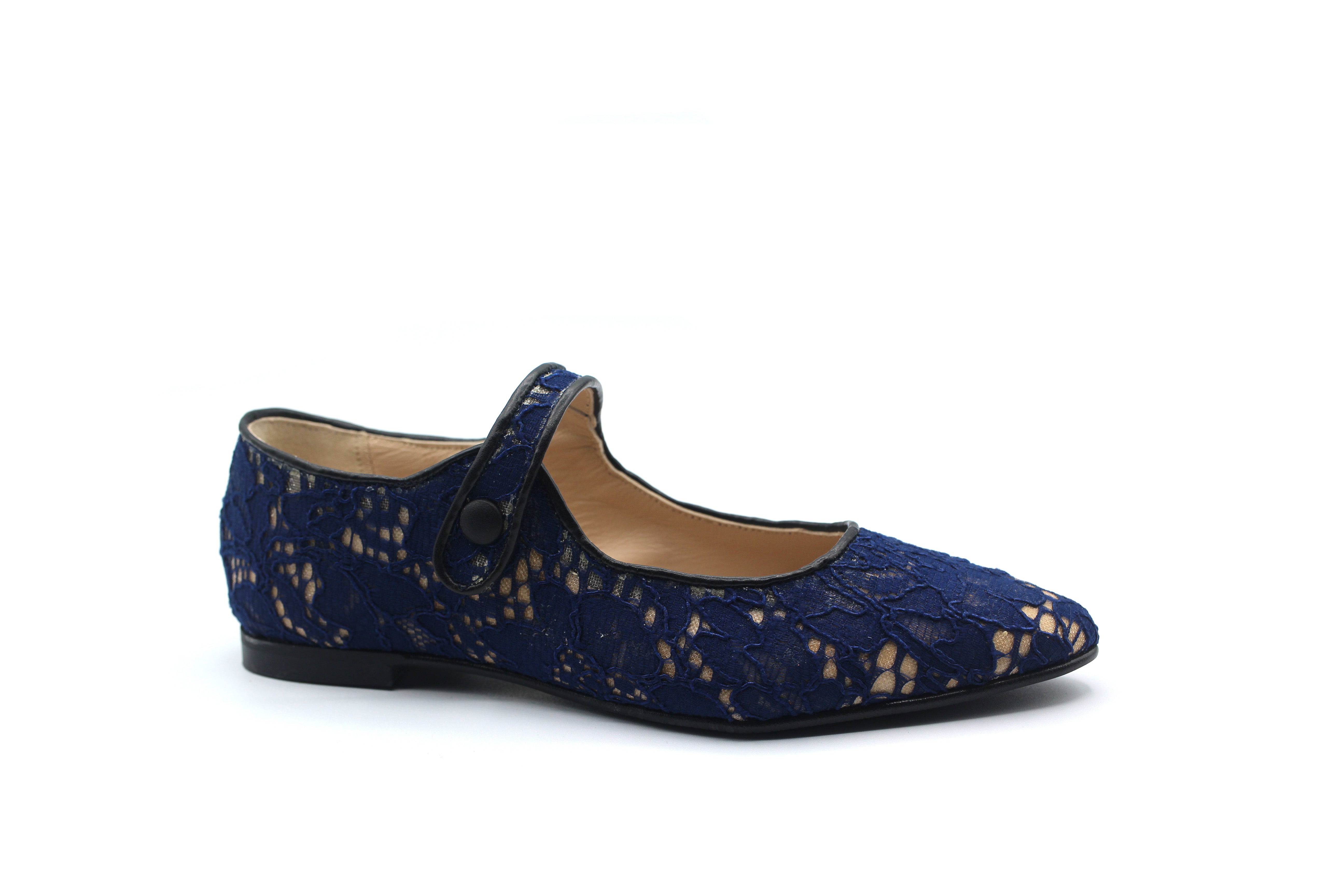 LMDI Navy Lace Pointed Mary Jane