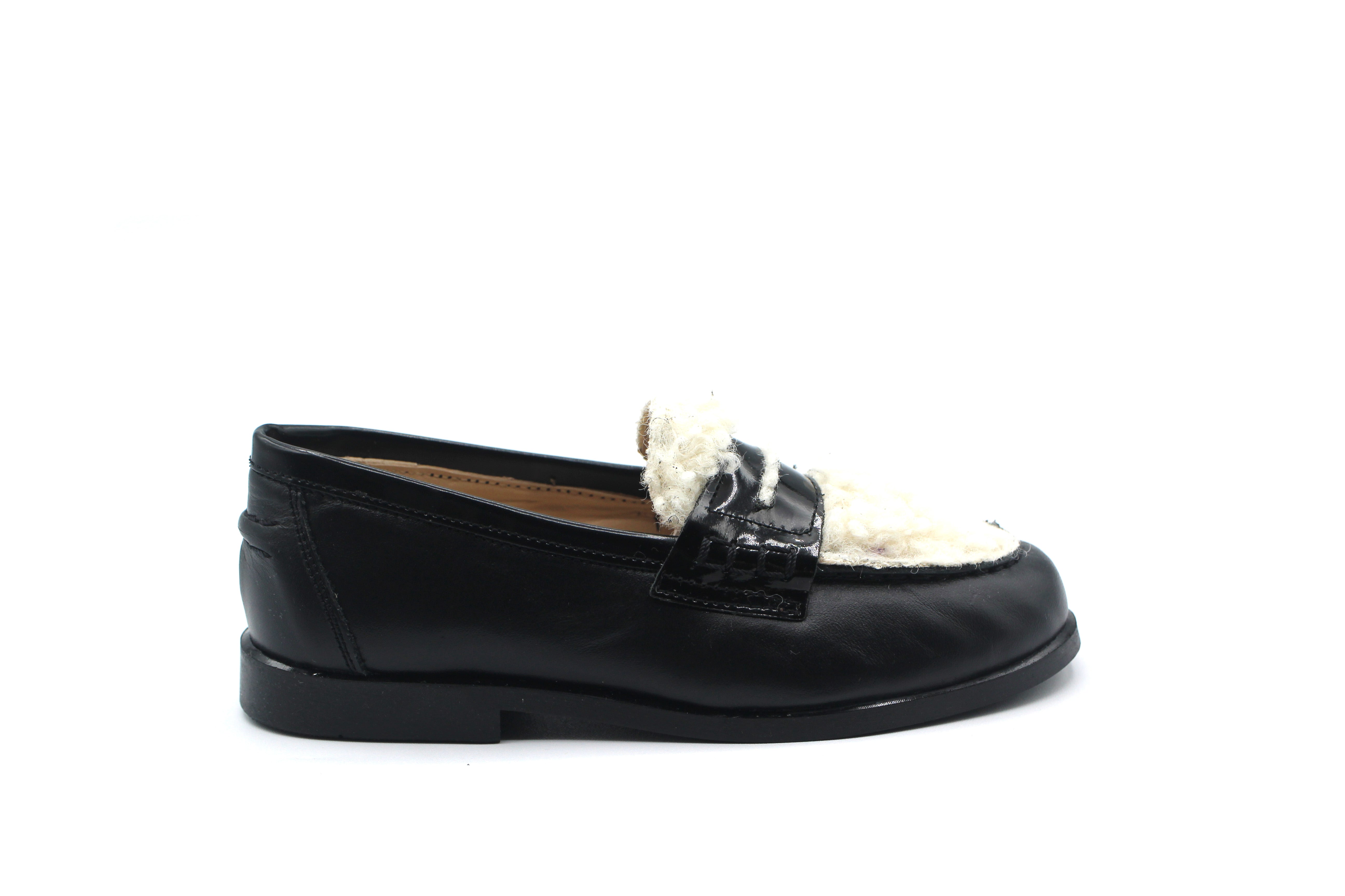 LMDI Black and White Sherpa Penny Loafer