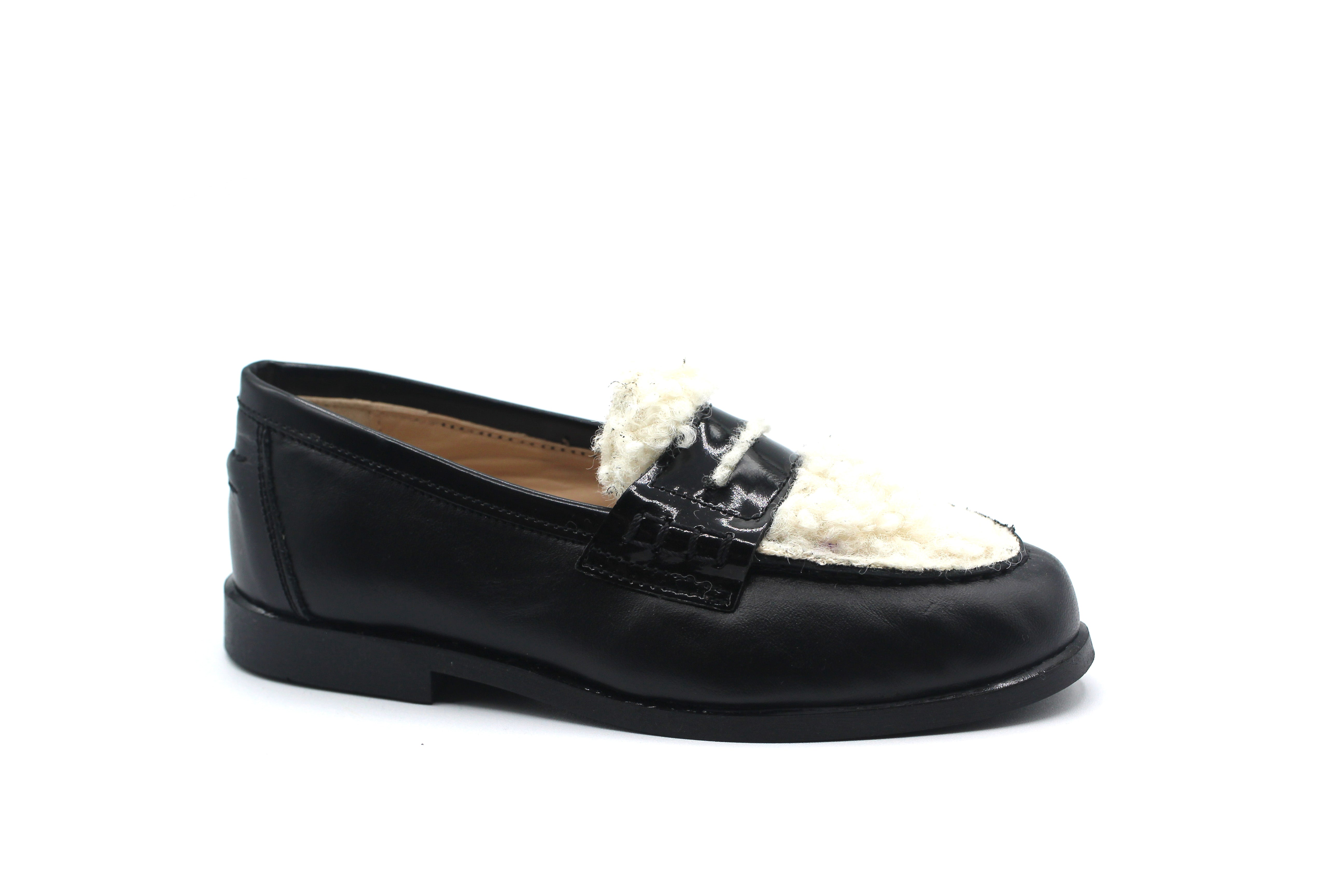 LMDI Black and White Sherpa Penny Loafer