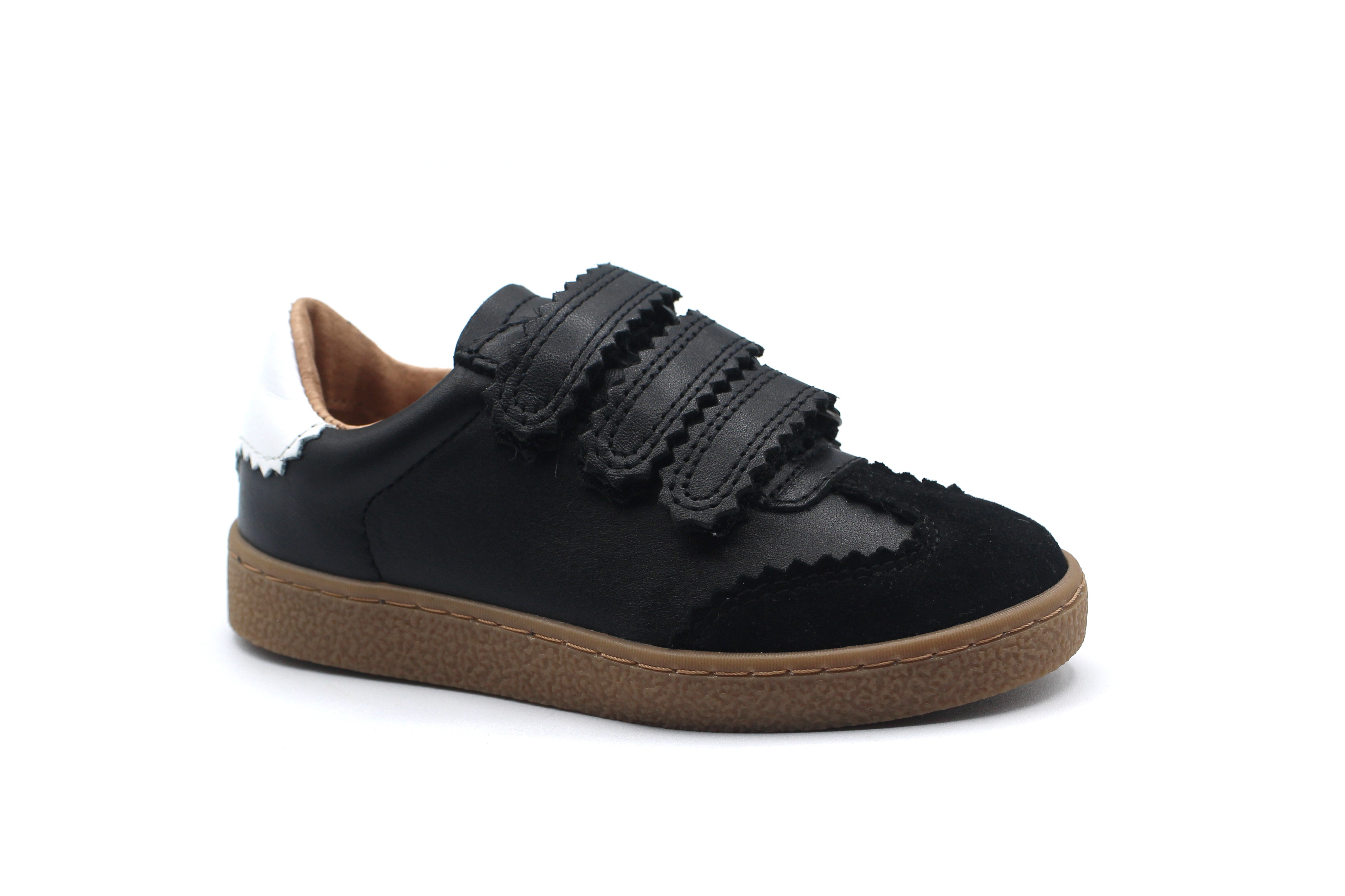 Porte Black Leather And Suede Velcro Sneaker