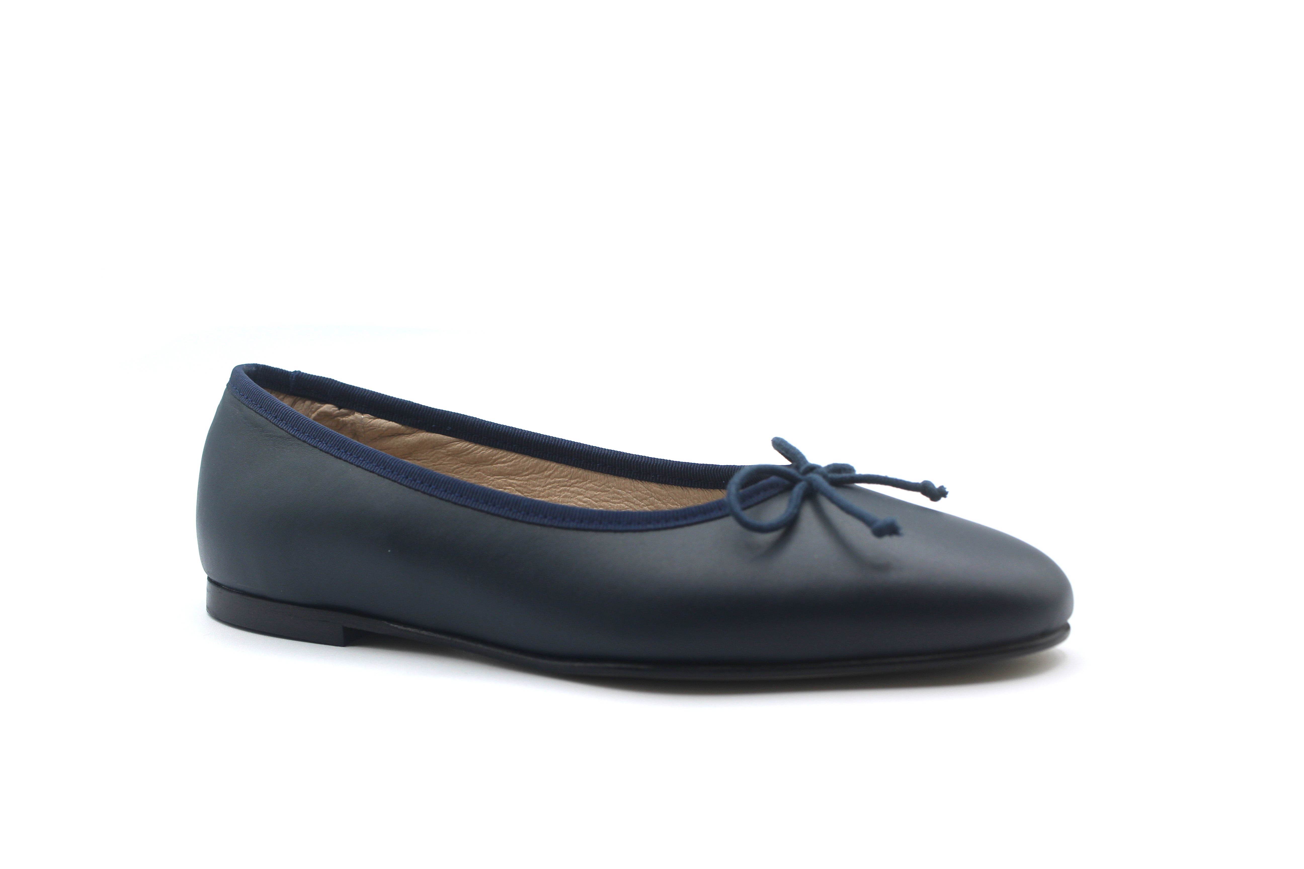 Valencia Navy Leather Ballet Flat