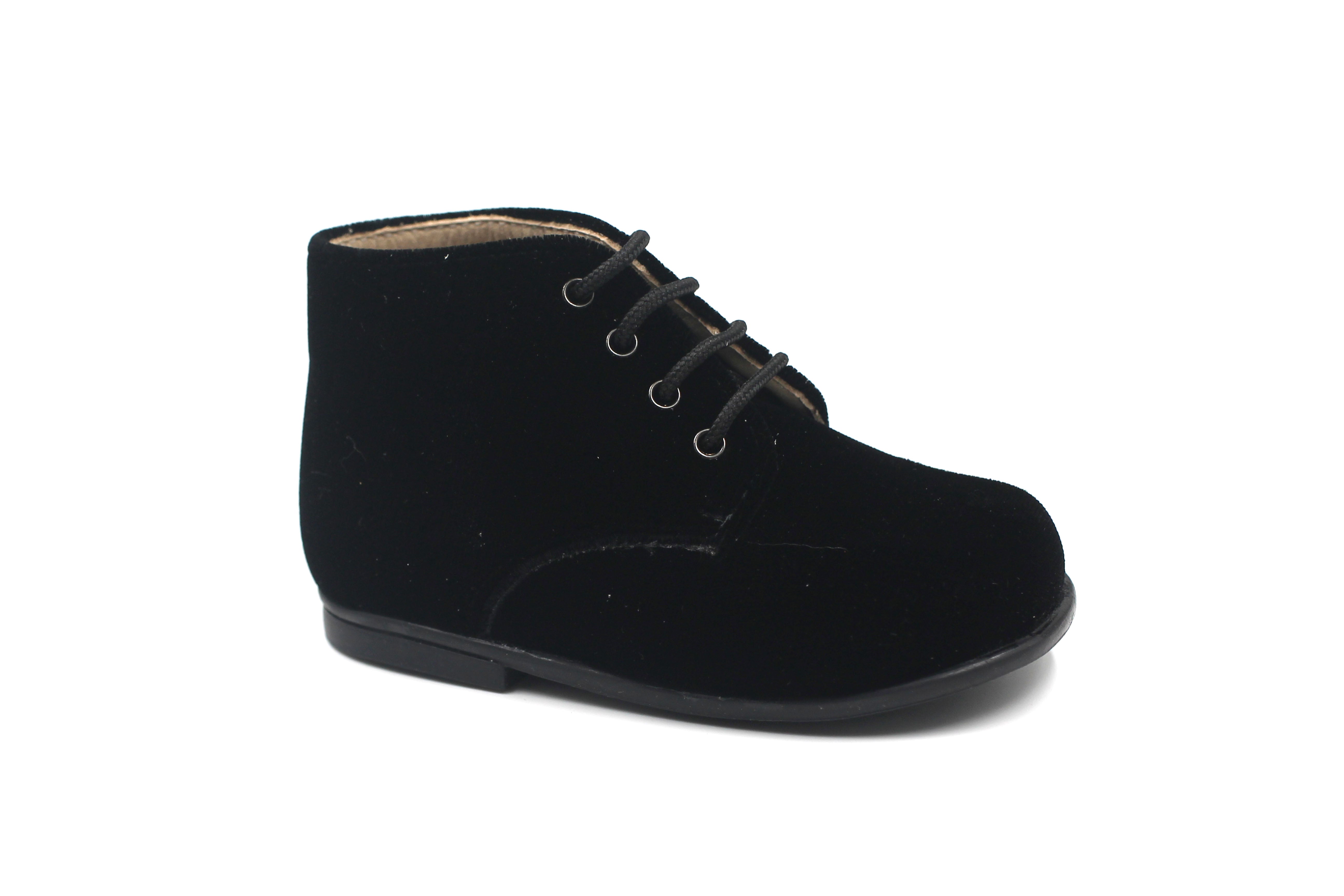 Beberlis Black Velvet Lace-up Baby Bootie