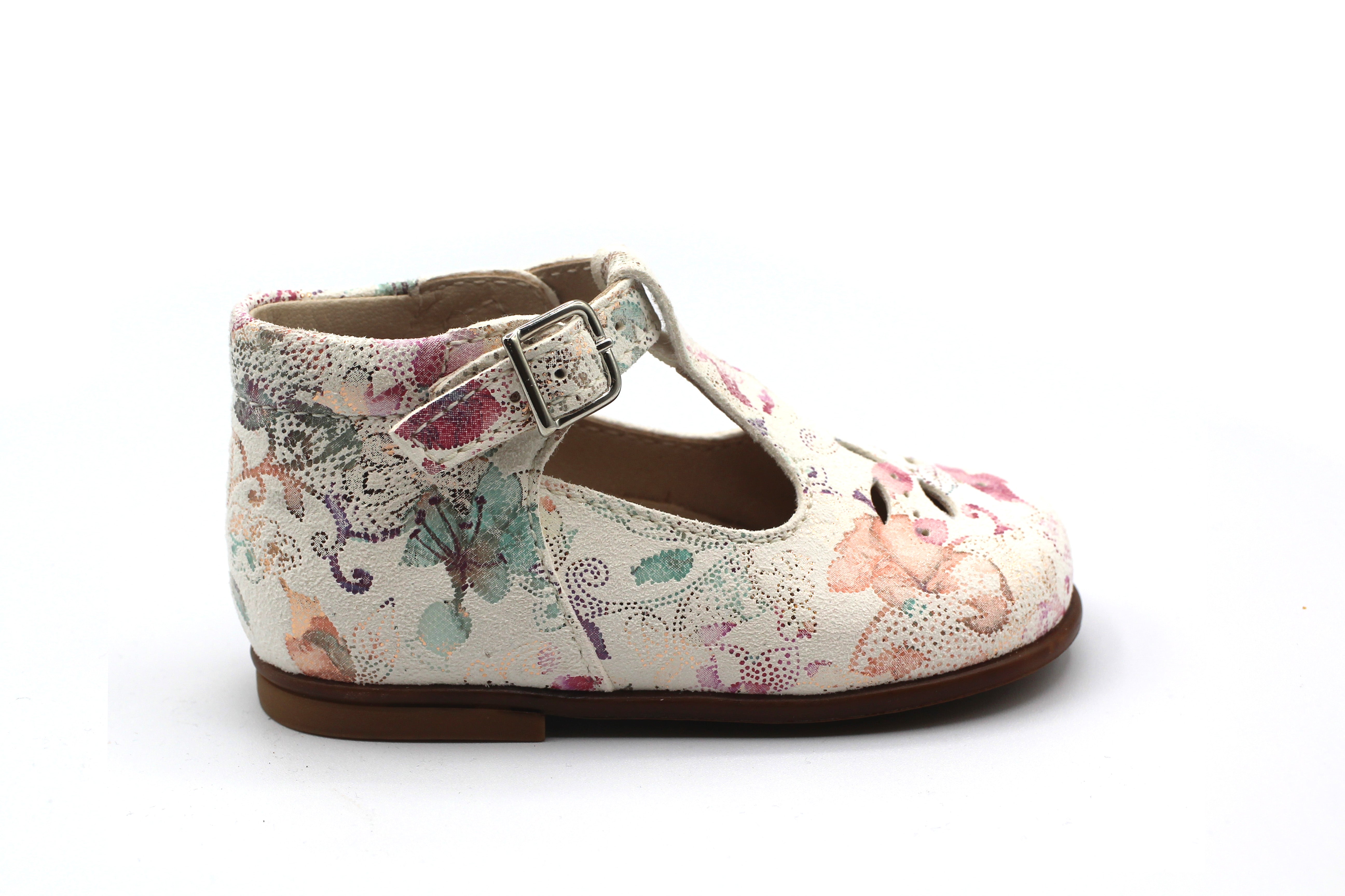 Beberlis Metallic Floral T-Strap