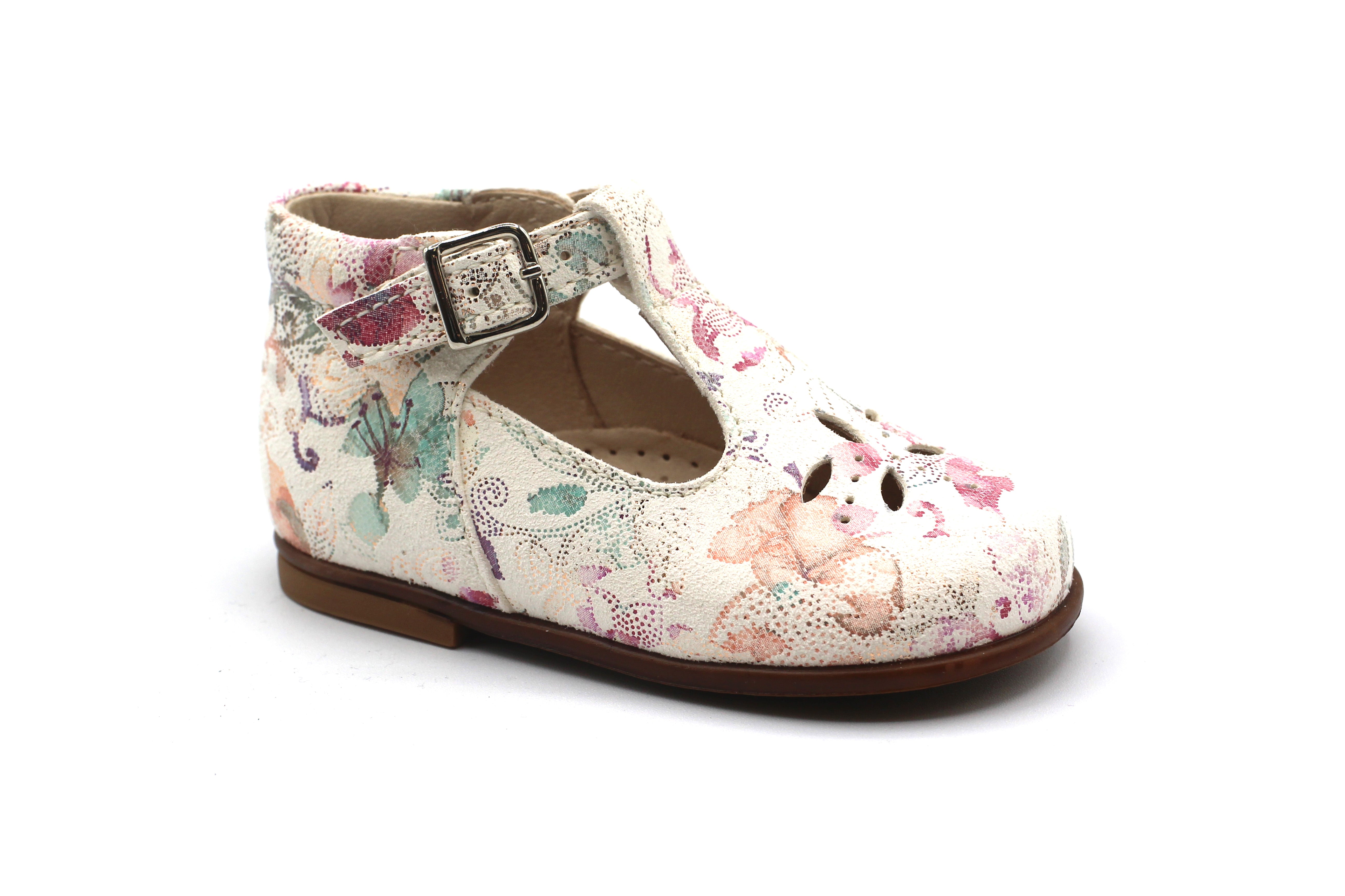 Beberlis Metallic Floral T-Strap