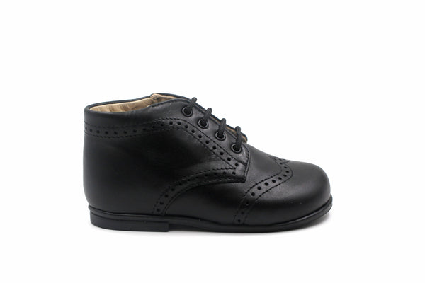 Beberlis Black Wingtip Lace-up Baby Bootie