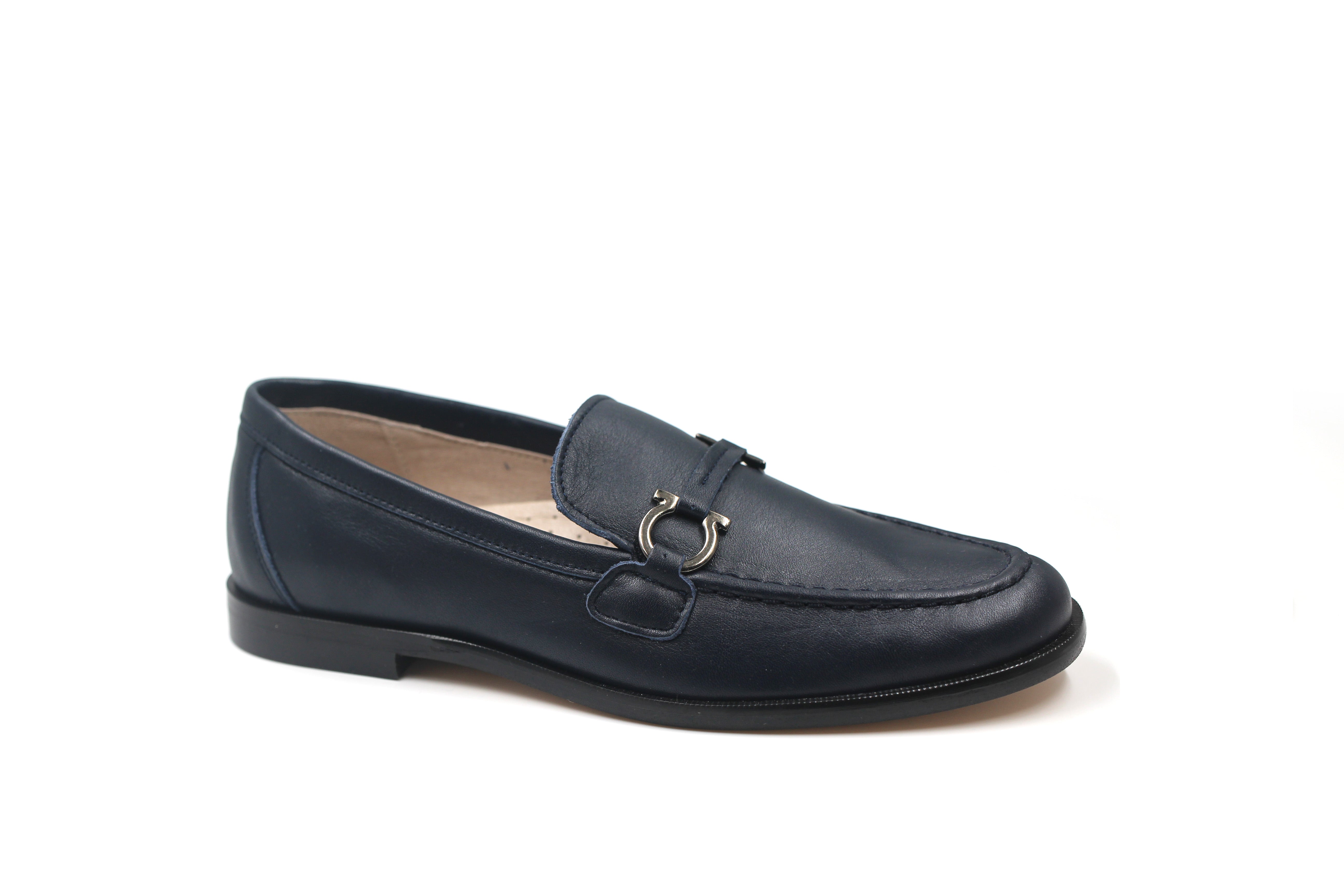 Gravitas Navy Leather Chain Shoe