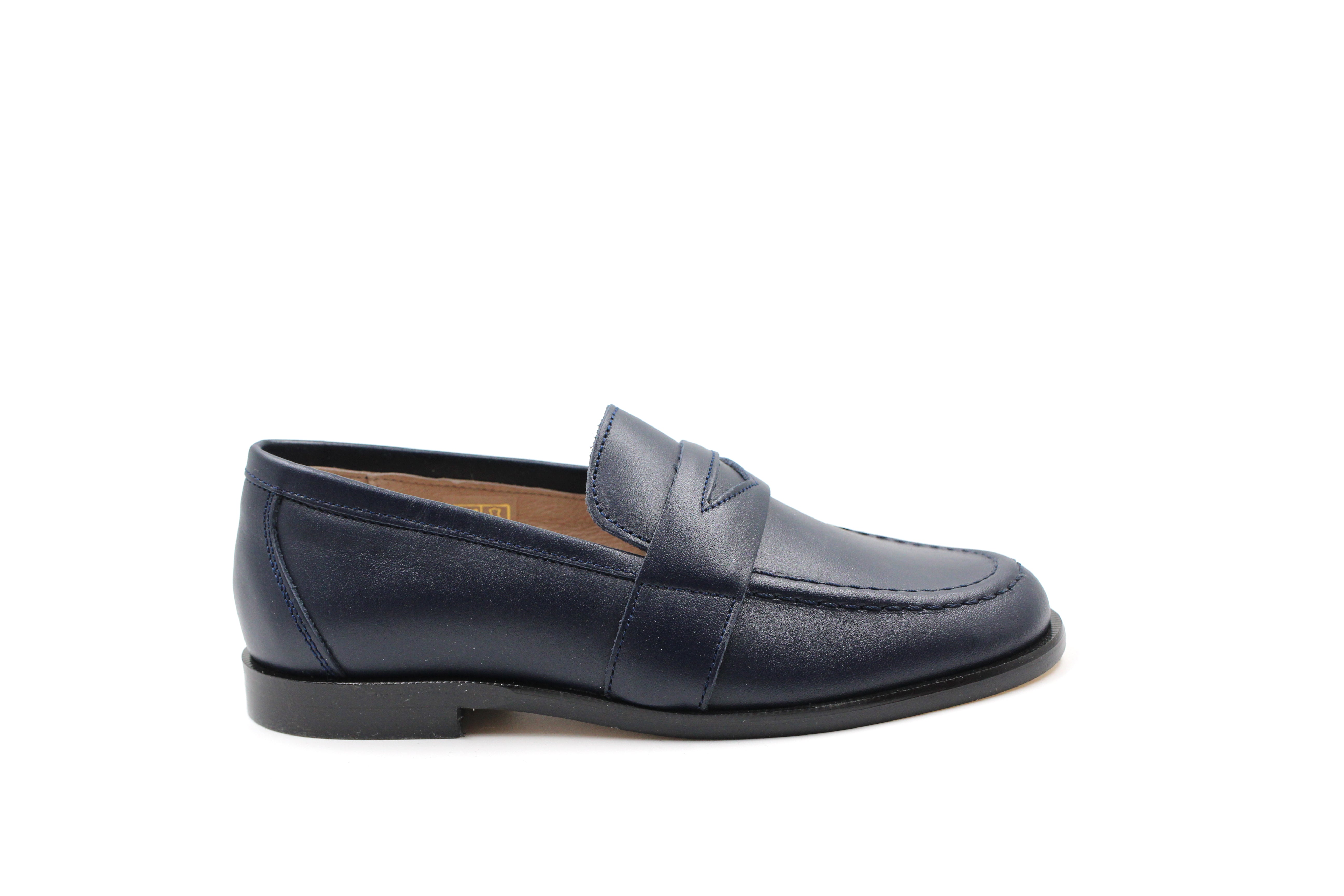 Hoo Navy Leather Penny Loafer