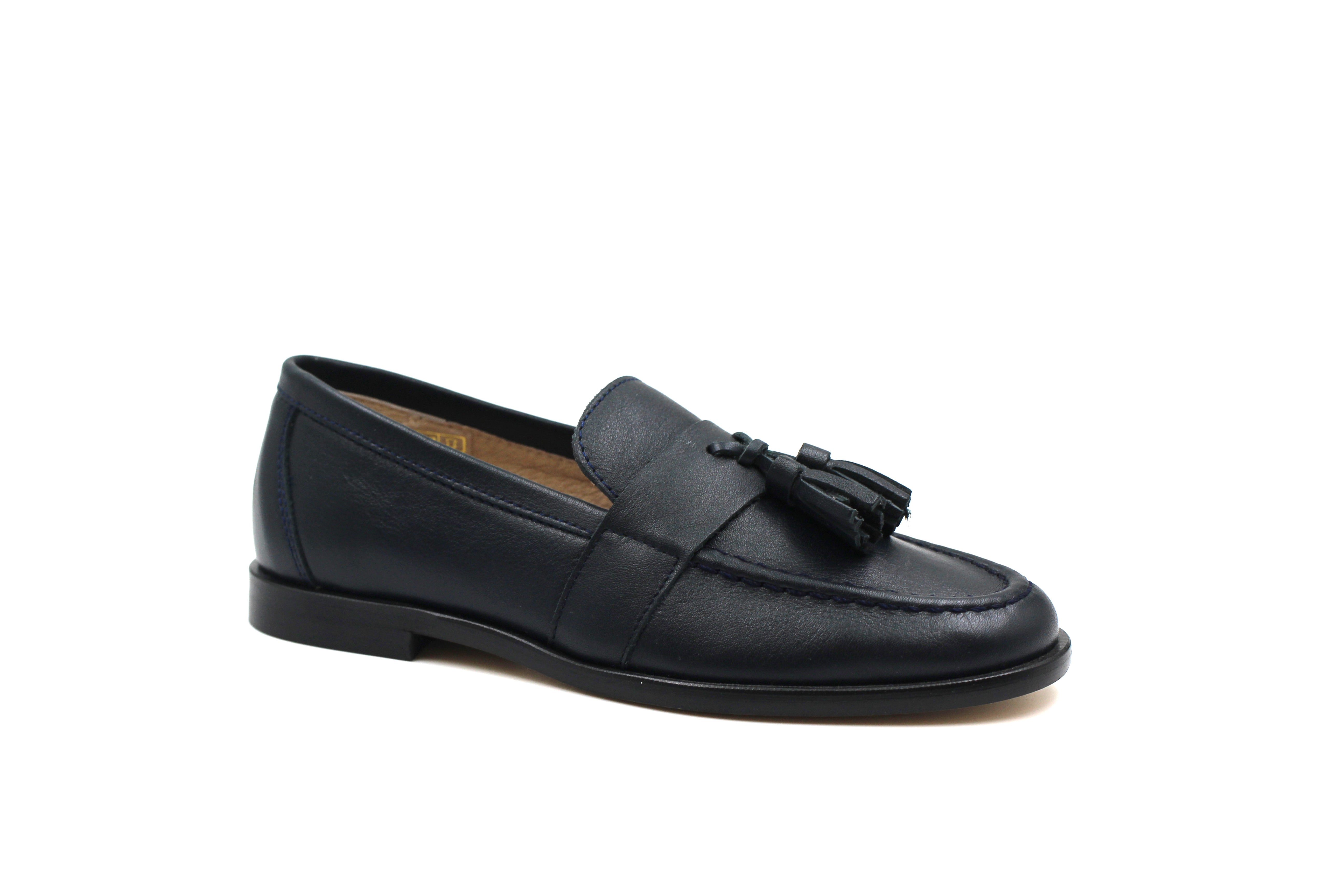 Hoo Boys Navy Leather Tassel Loafer