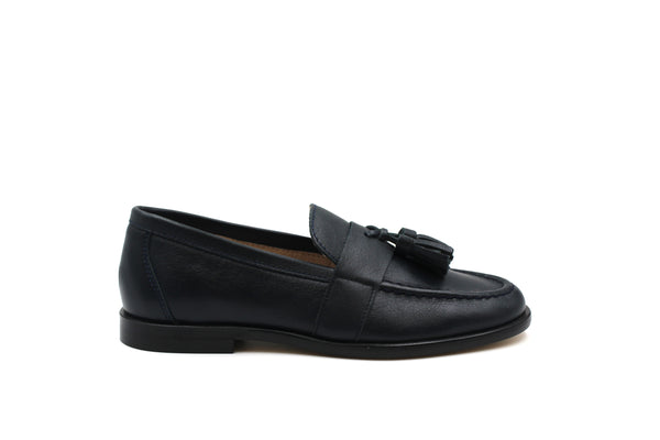 Hoo Boys Navy Leather Tassel Loafer