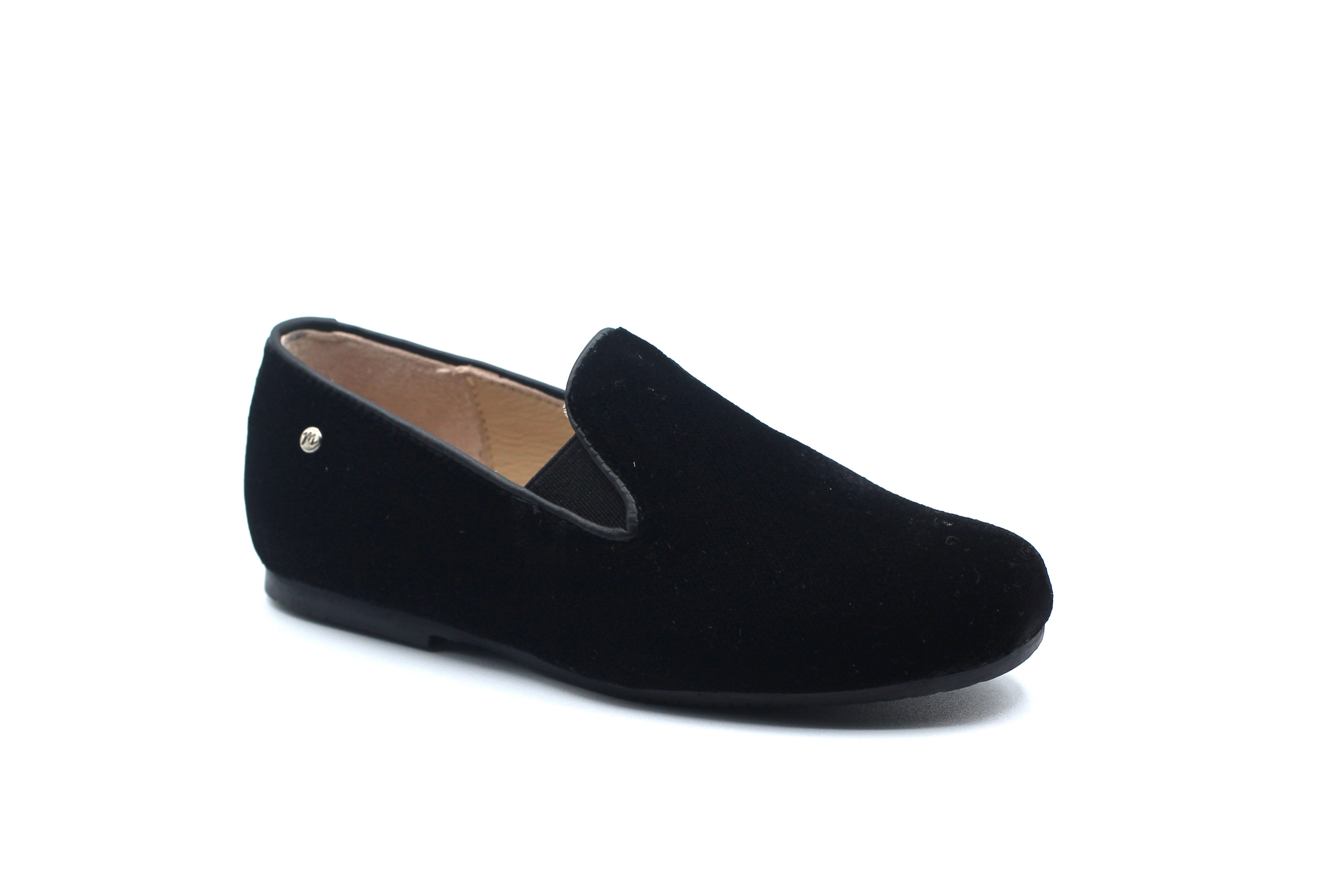 Manuela De Juan Benji Black Velvet Smoking Shoe