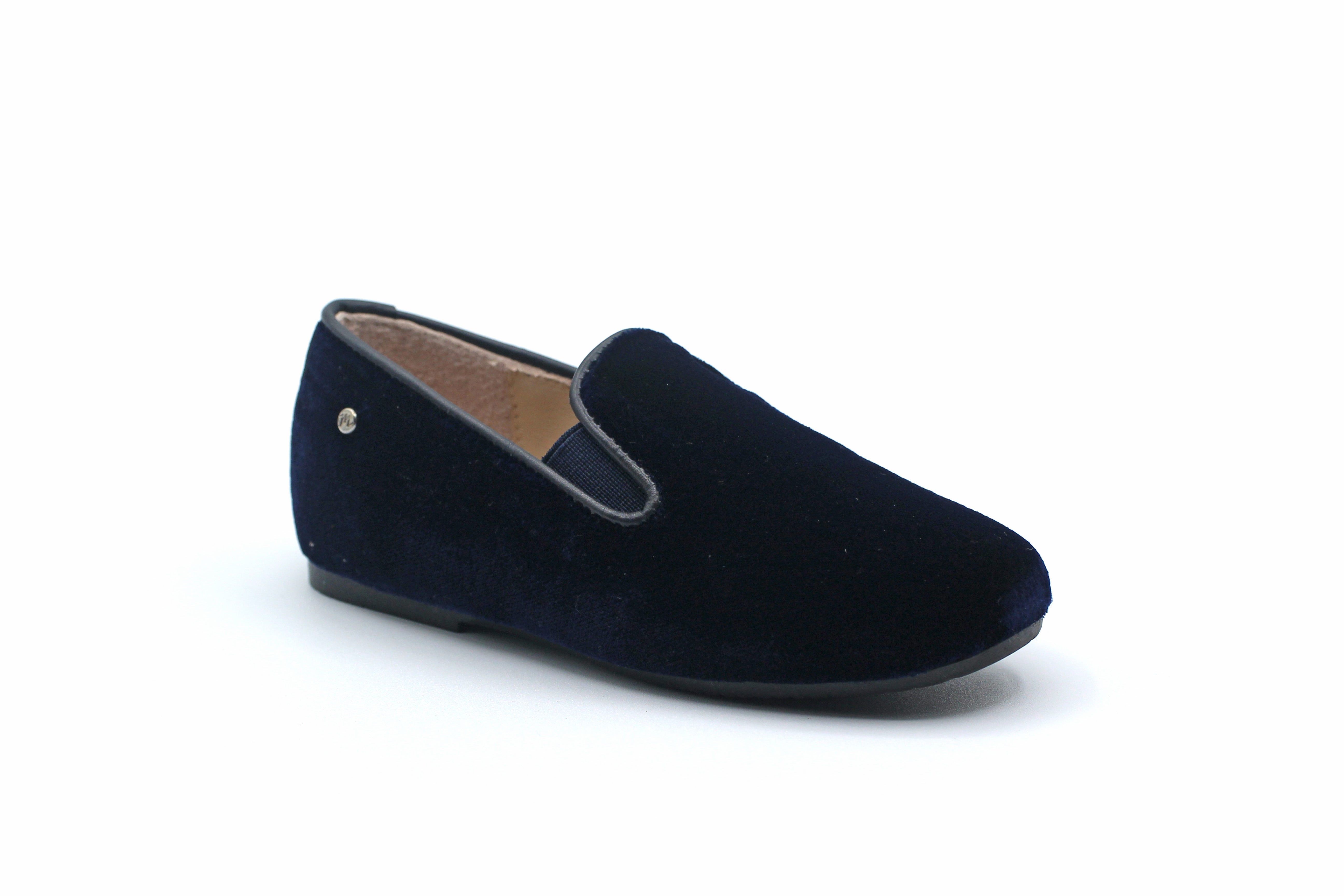 Manuela De Juan Navy Velvet Smoking Shoe