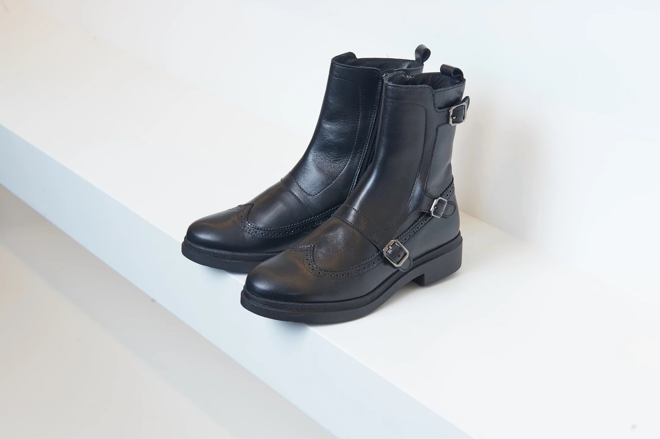 Valencia Black Leather Monkstrap Bootie