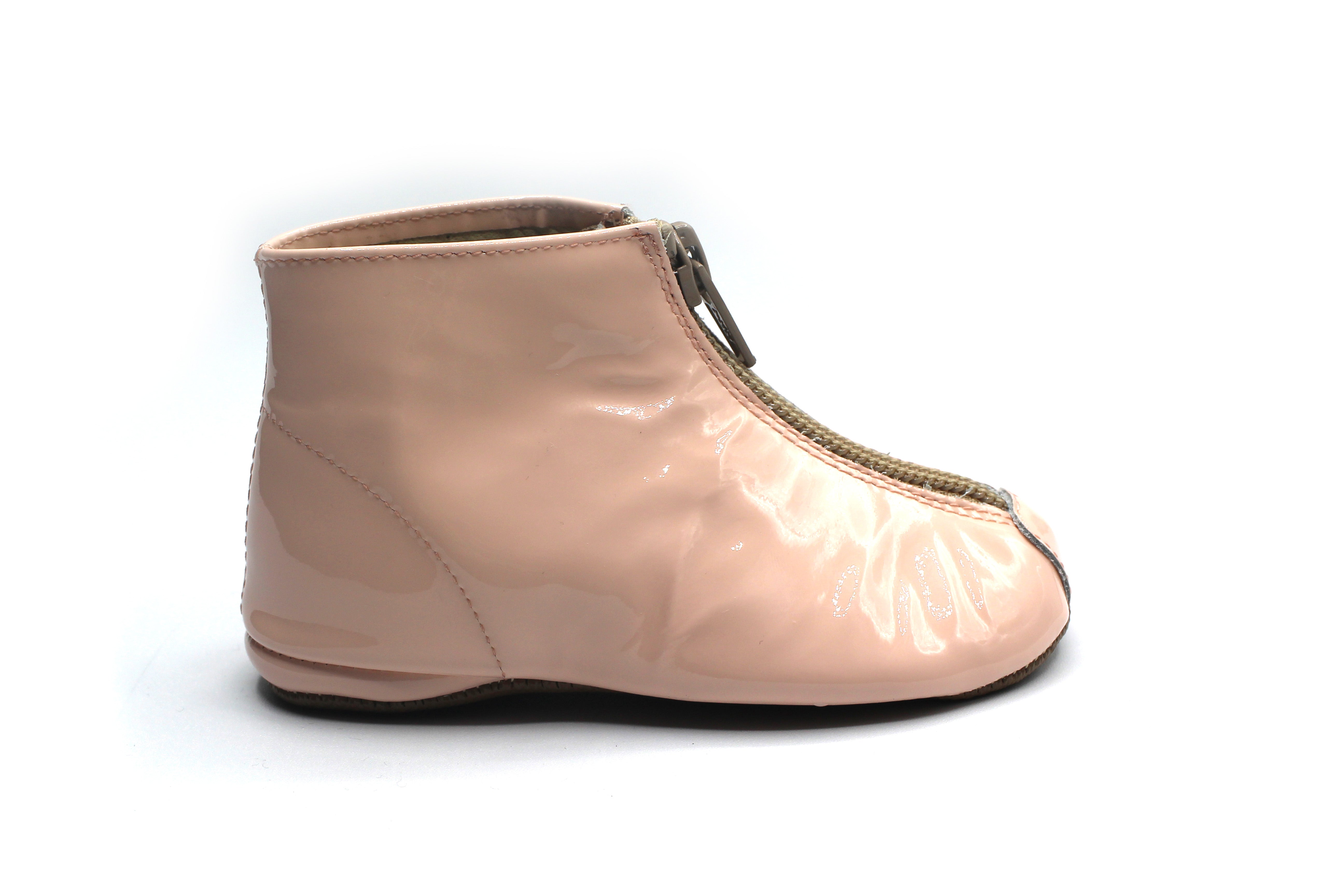 Pepe Baby Pink Patent Zipper Bootie