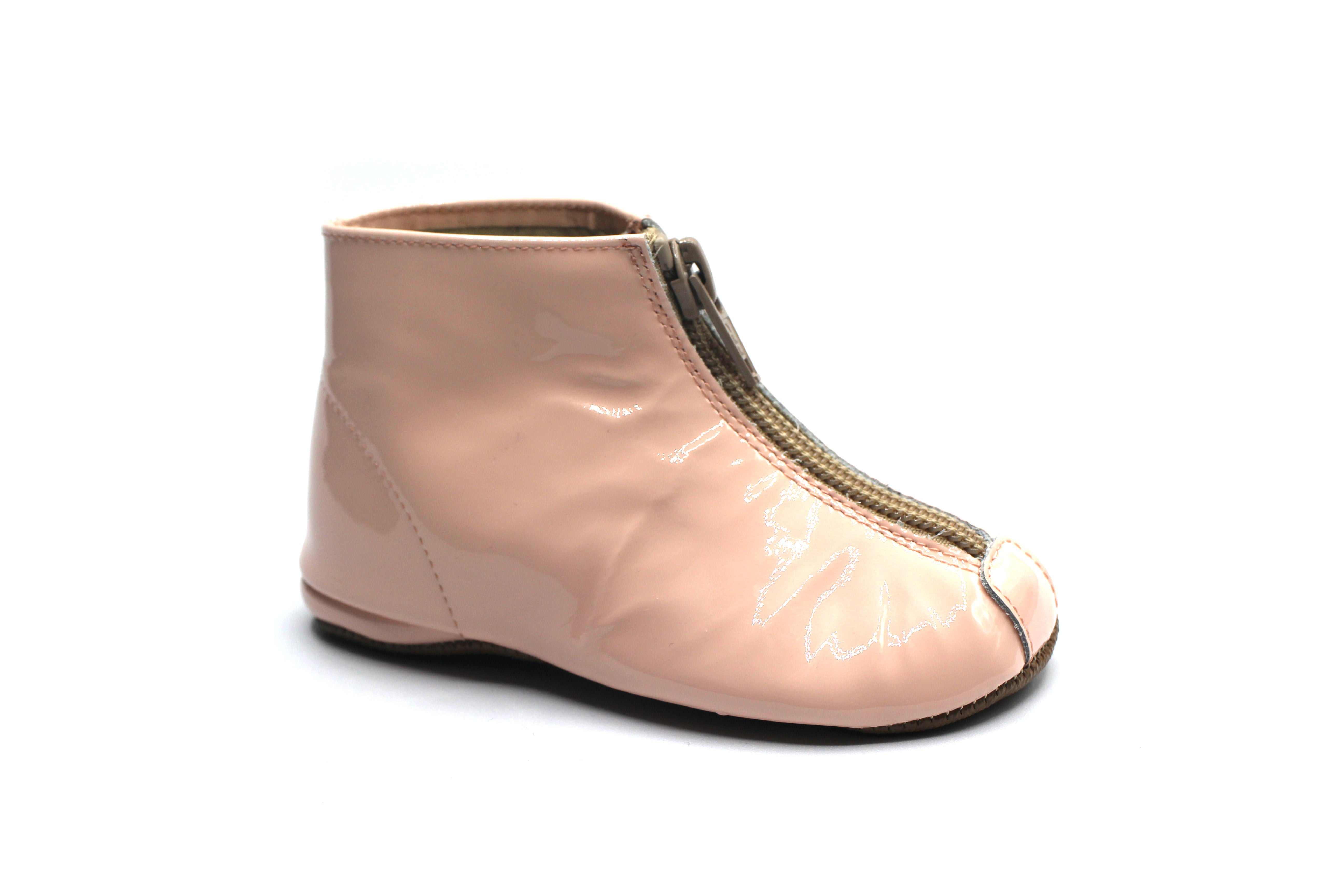 Pepe Baby Pink Patent Zipper Bootie